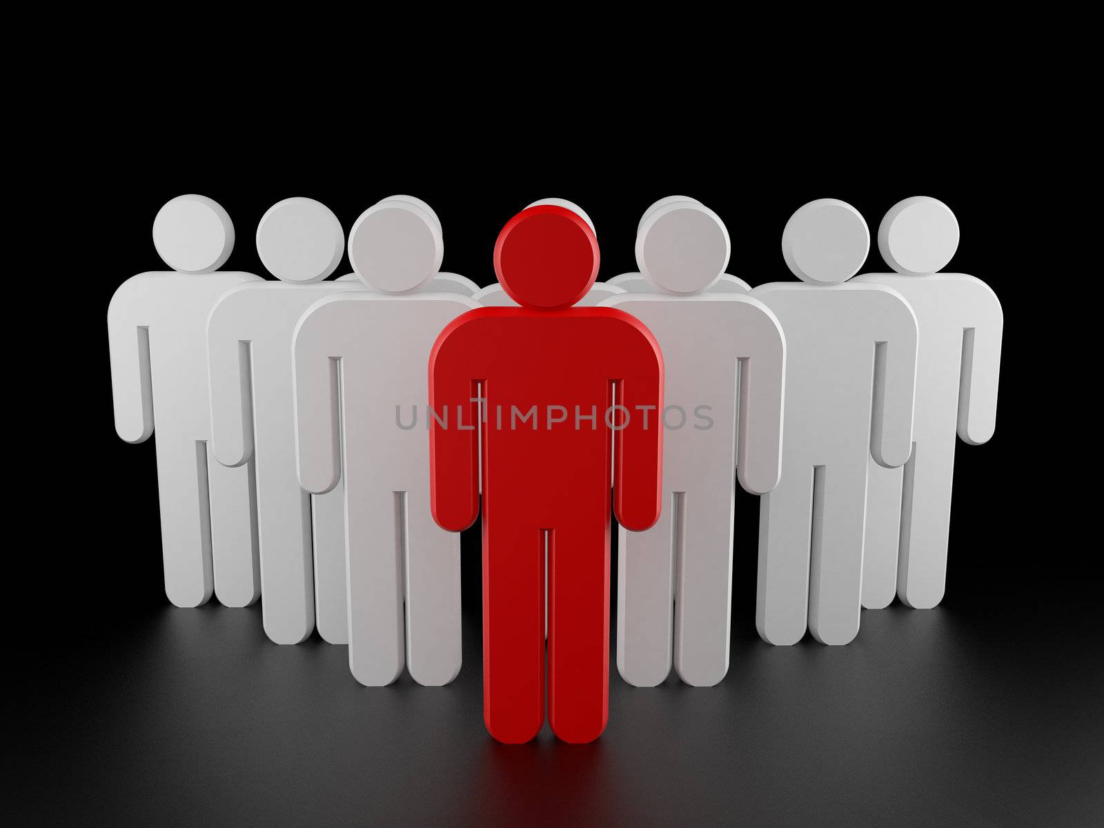 Conceptual image of teamwork. Groups of people. 3d rendered illustration.