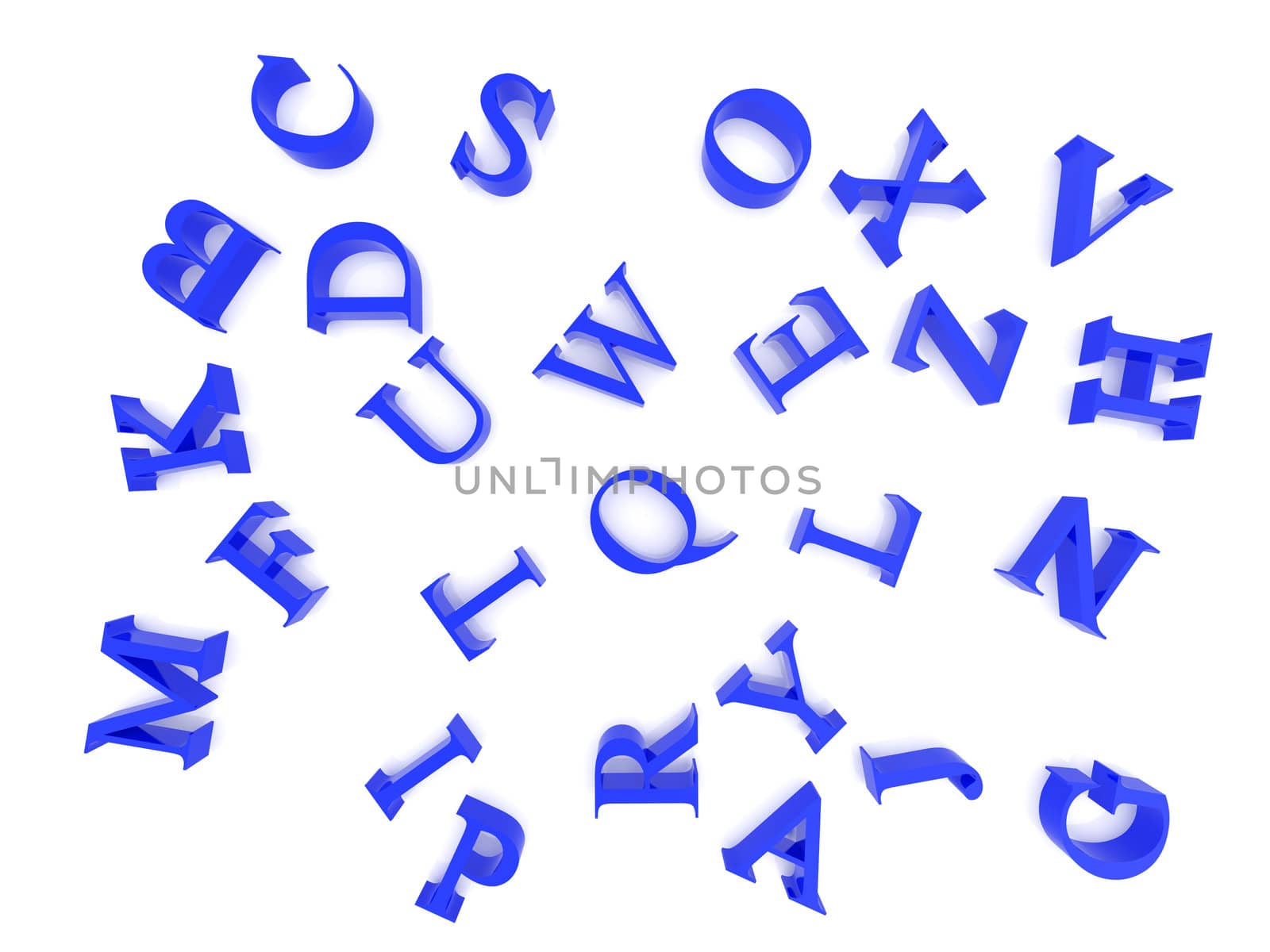 High resolution image alphabet. 3d illustration over  white backgrounds.