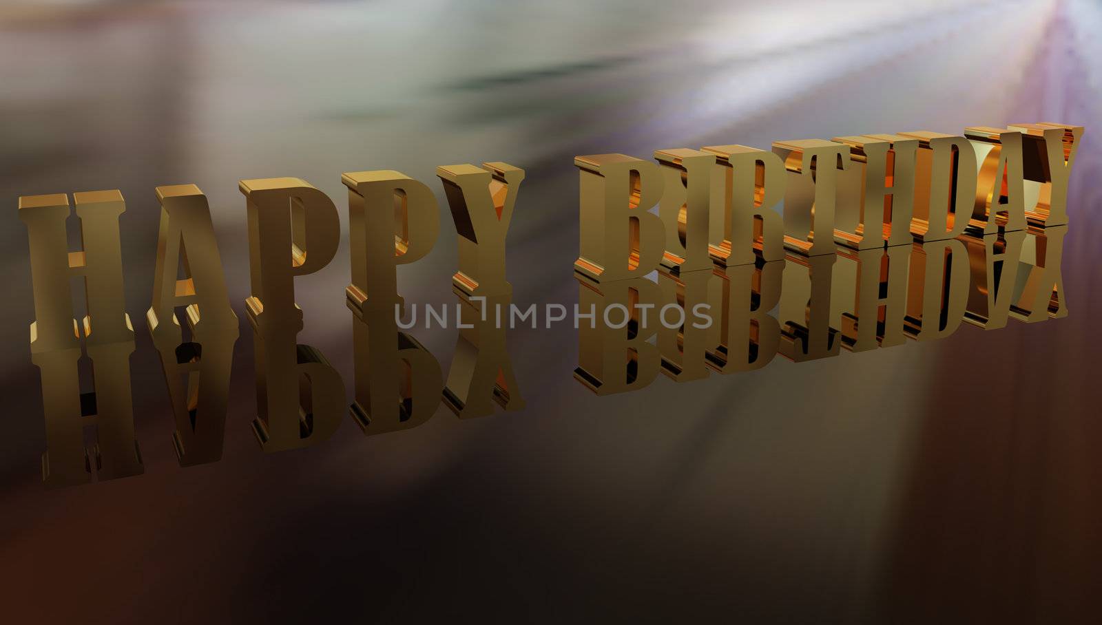 3d illustration. Metal text happy birthday. High resolution image.