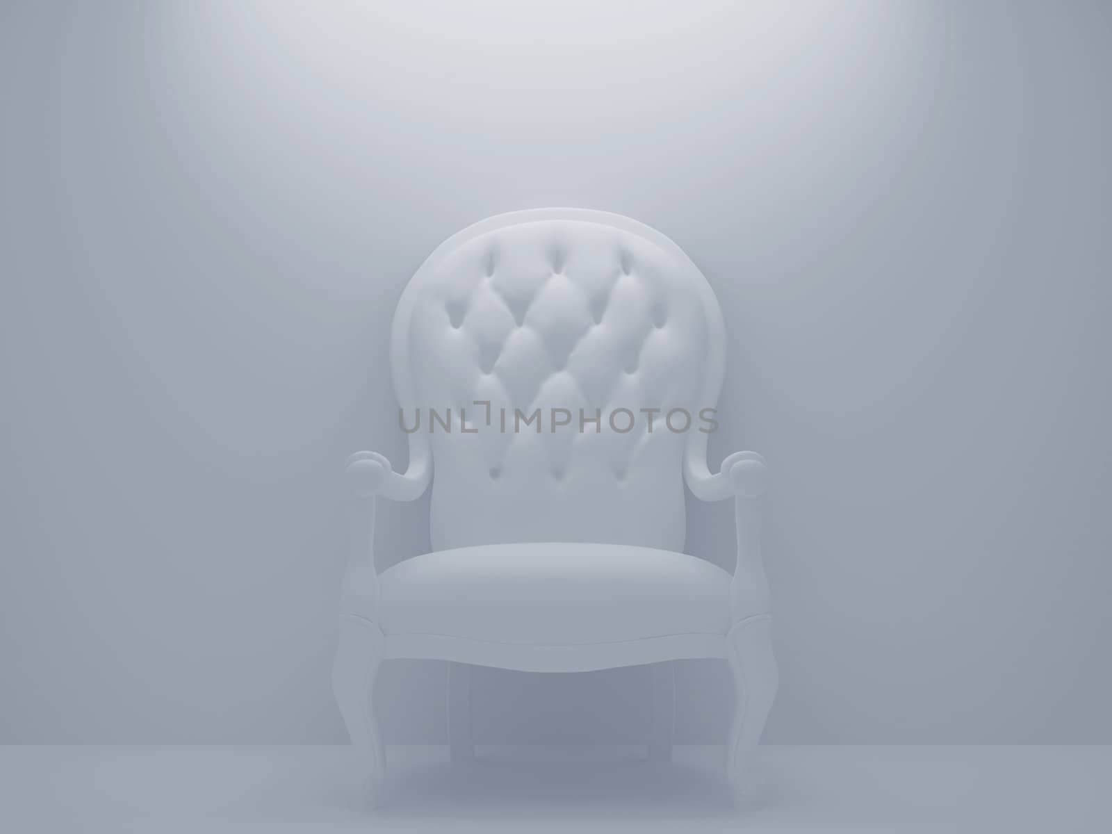 High resolution image interior. Armchair near a wall in a white room.