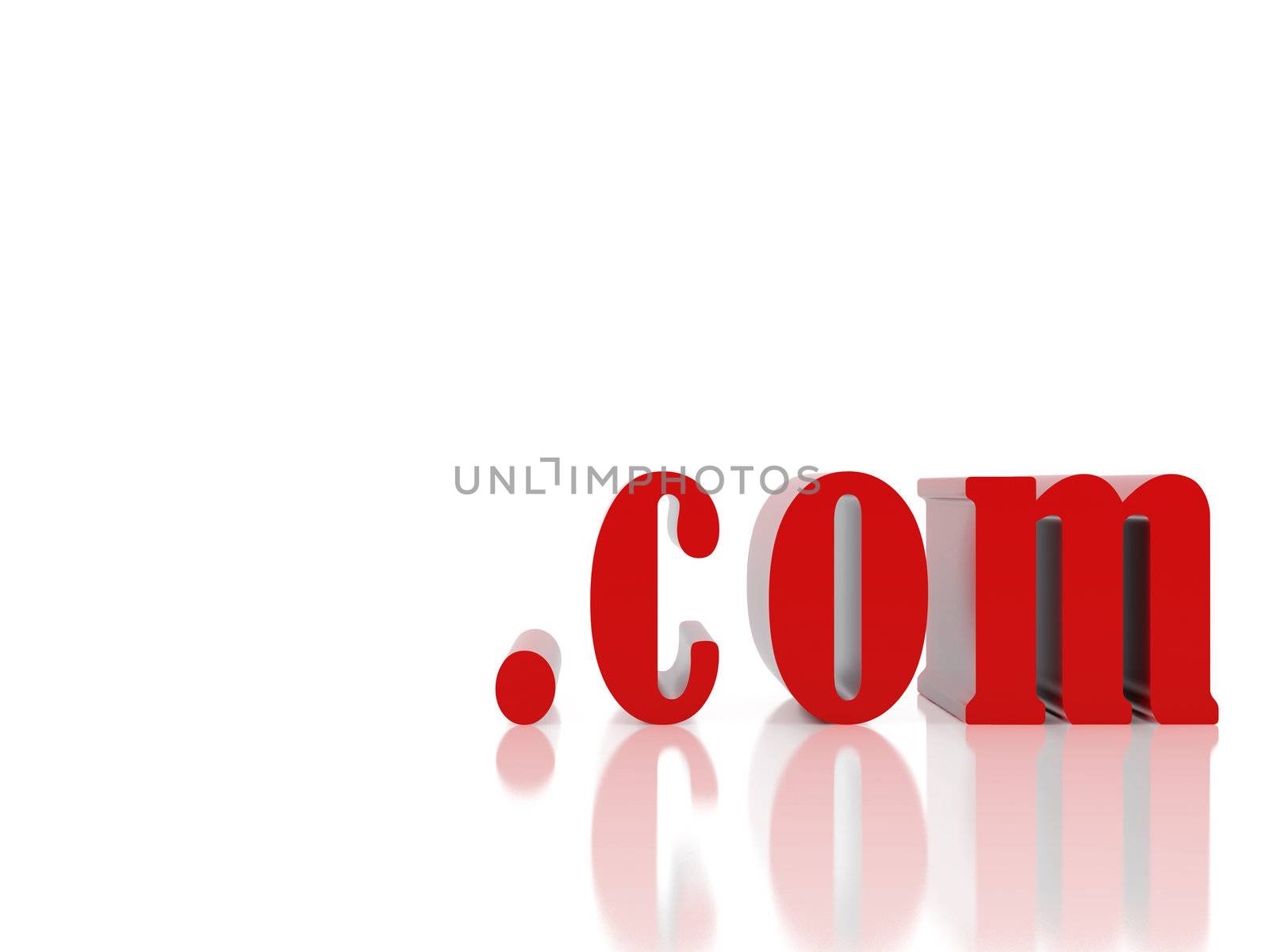High resolution image. 3d illustration. Red symbol com.