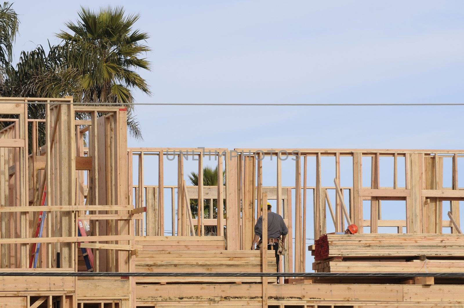 Hispanc construction workers on a commercial construction site