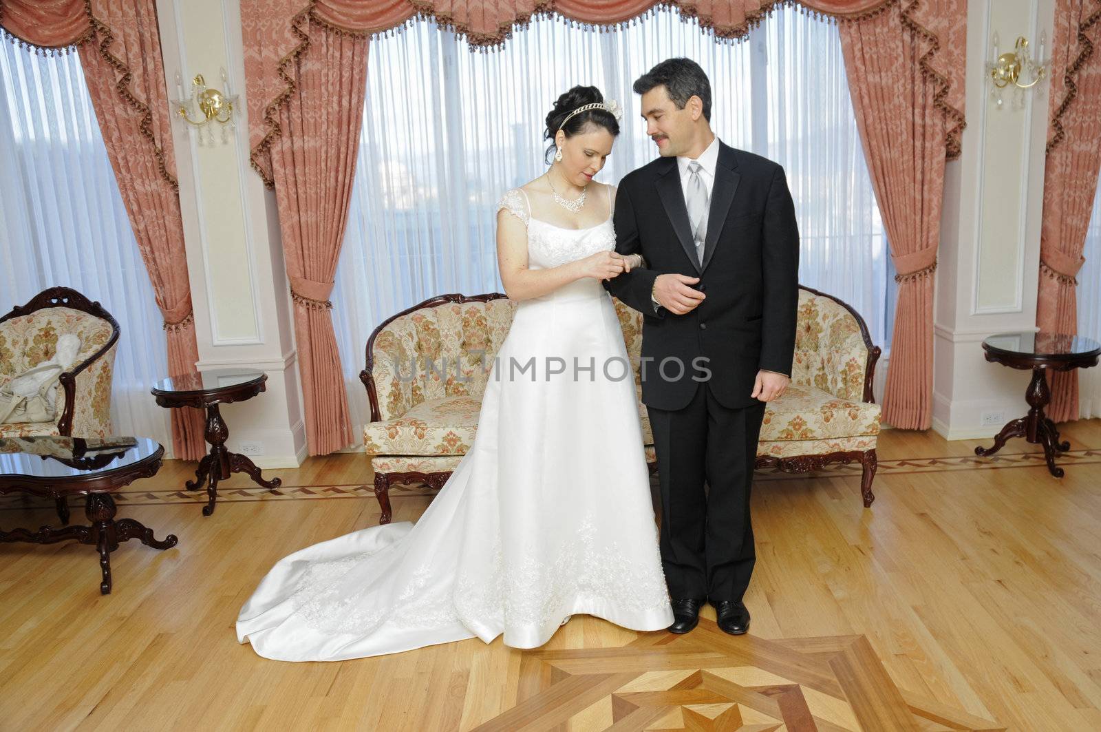 Bride and Groom - formal wedding image in Russian consulate, San Francisco