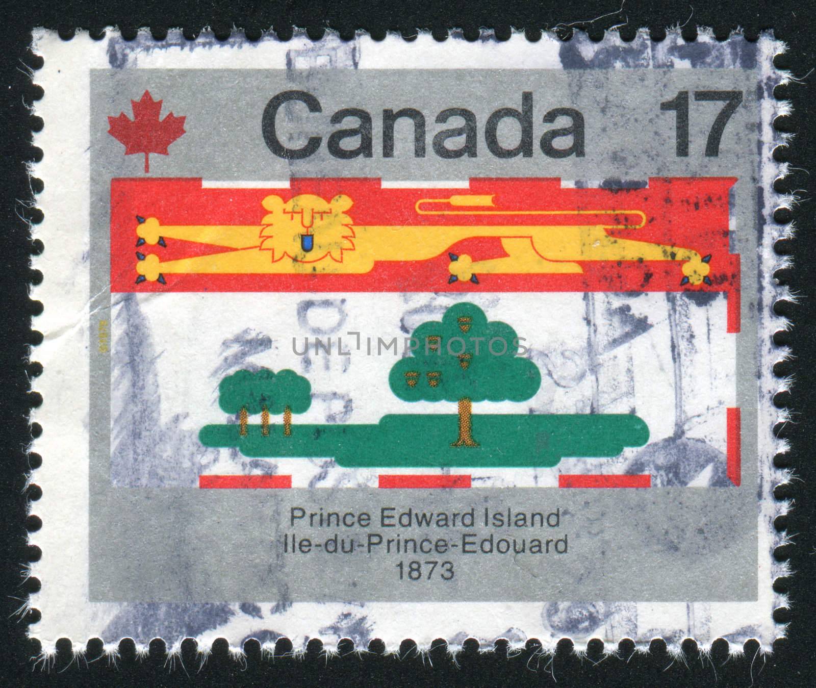 CANADA - CIRCA 1979: Designs: Provincial and Territorial flags. Prince Edward Island, circa 1979.