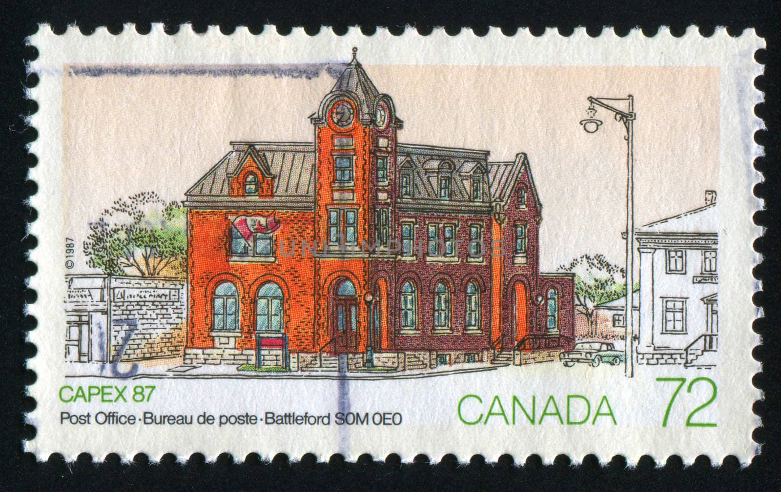 CANADA - CIRCA 1987: Battleford post-office, circa 1987.