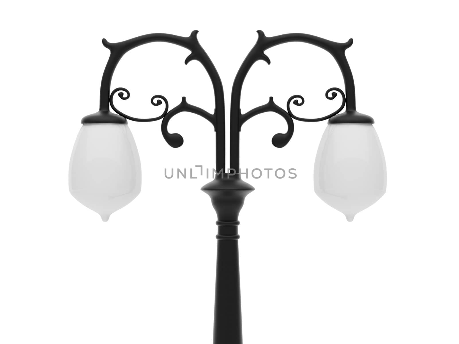 Four isolated city lanterns.  High resolution image. 3d illustration.