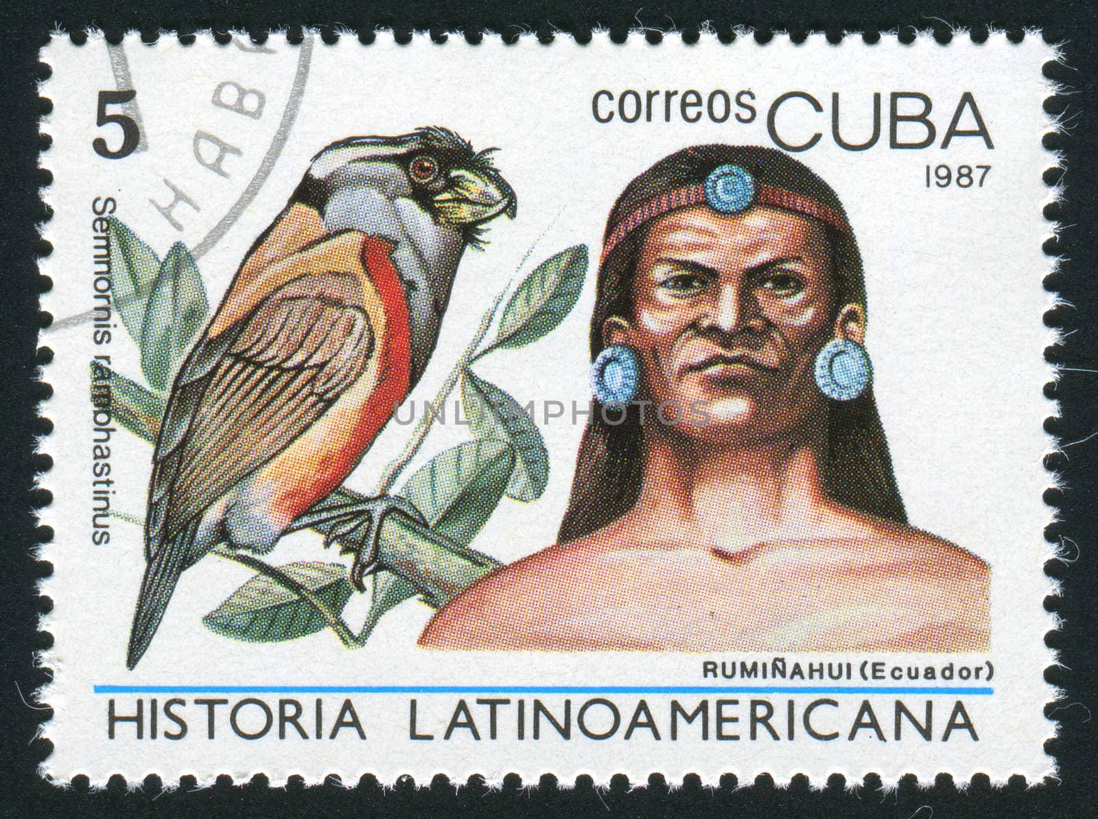 CUBA - CIRCA 1987: Latin American History, Indians and birds, circa 1987.