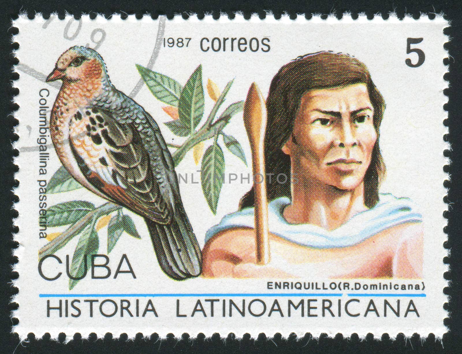 CUBA - CIRCA 1987: Latin American History, Indians and birds, circa 1987.
