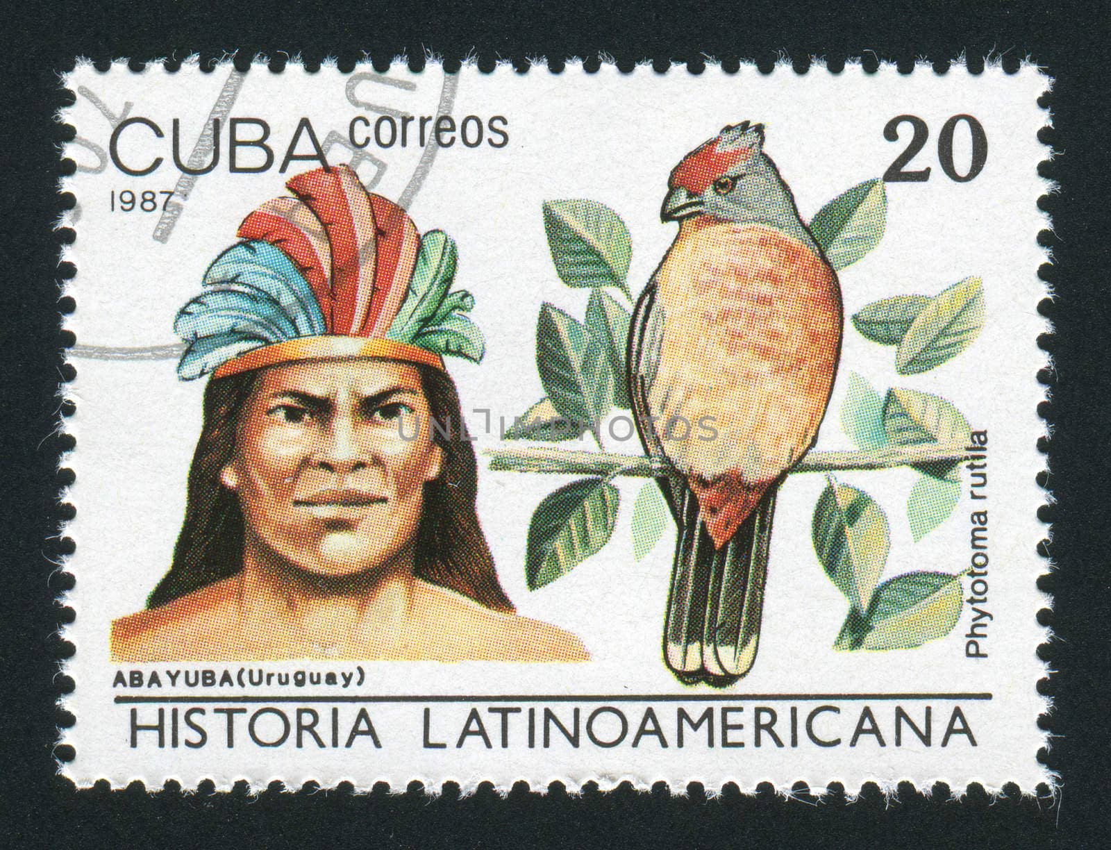 CUBA - CIRCA 1987: Latin American History, Indians and birds, circa 1987.