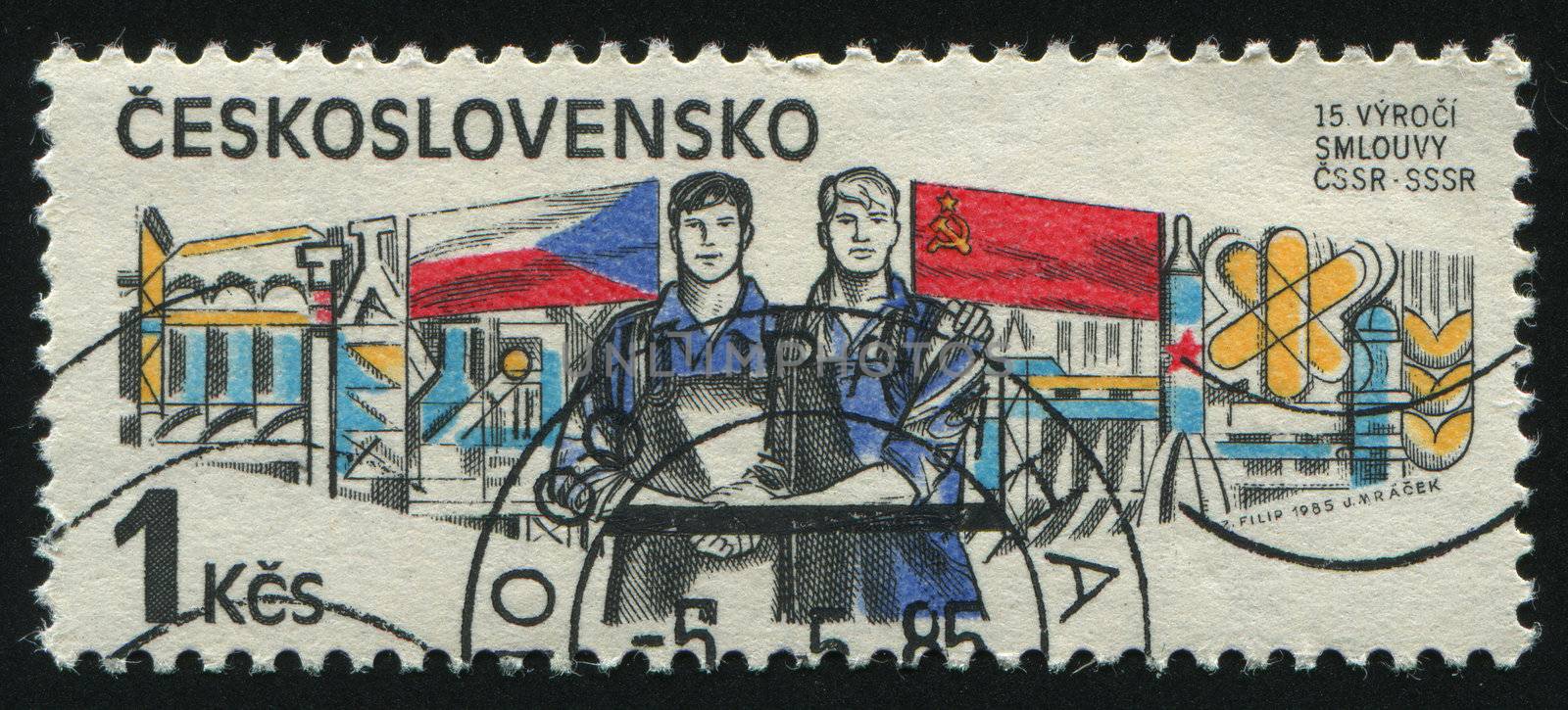 CZECHOSLOVAKIA - CIRCA 1985: Czech-Soviet Treaty, circa 1985.