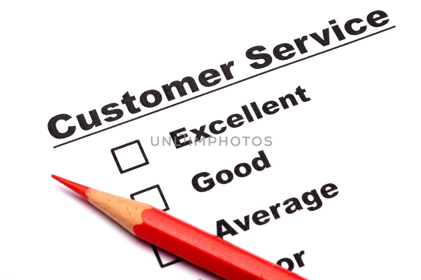 checkbox and red pen showing customer service survey or satisfaction concept to improve sales
