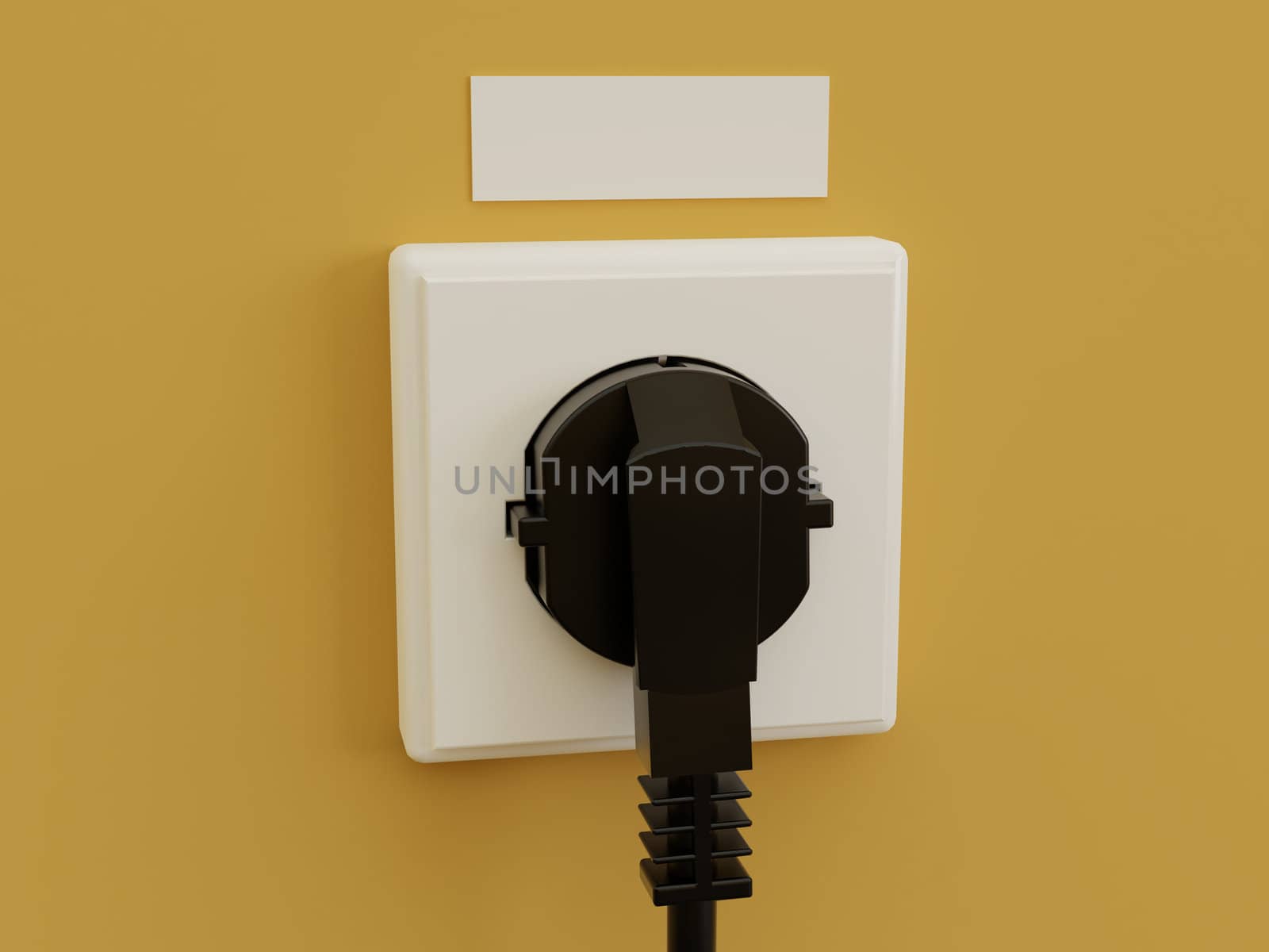 3d illustration electric socket. High resolution image. Electric cable.
