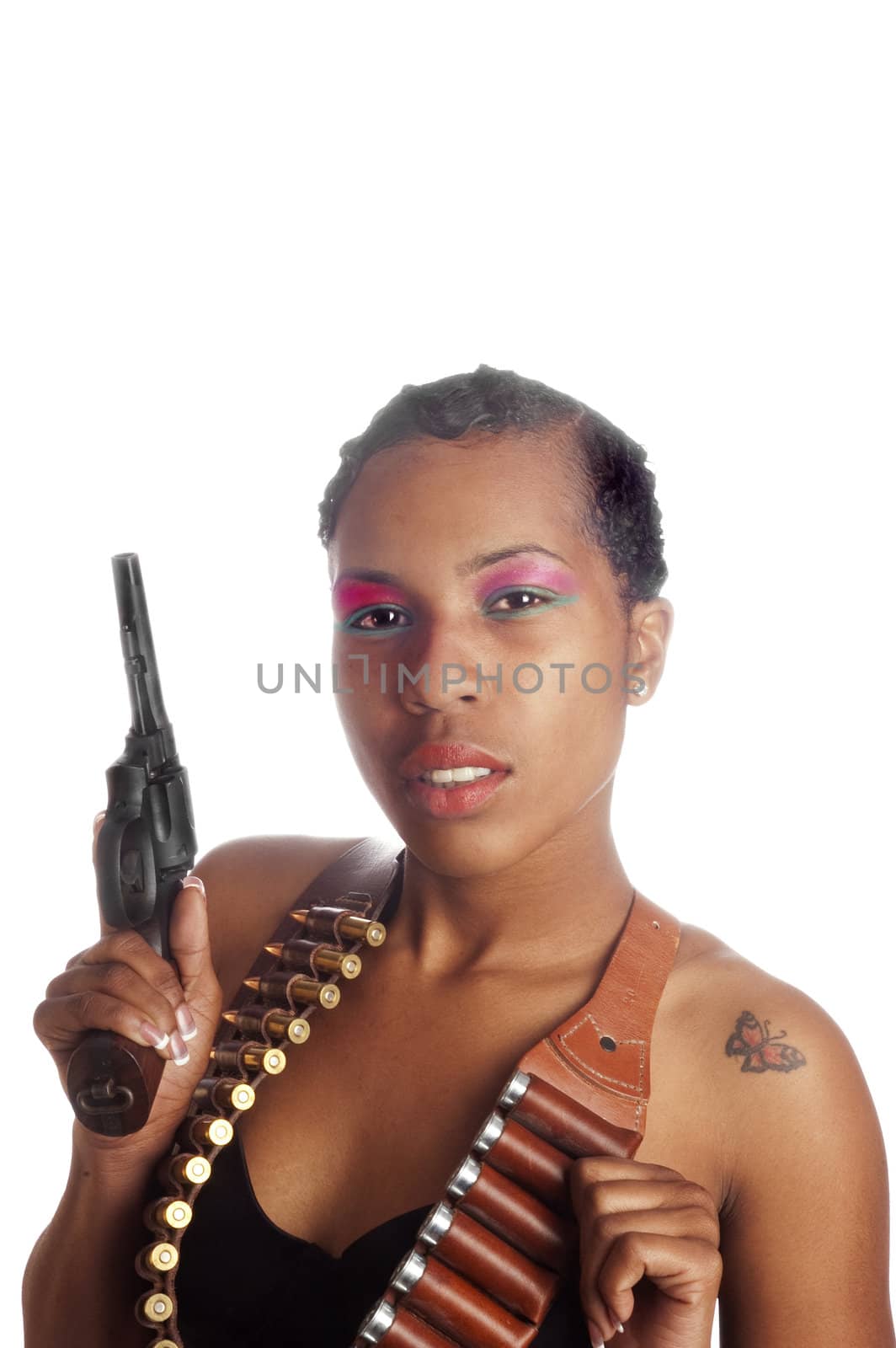 image of a beautiful black woman over a white background