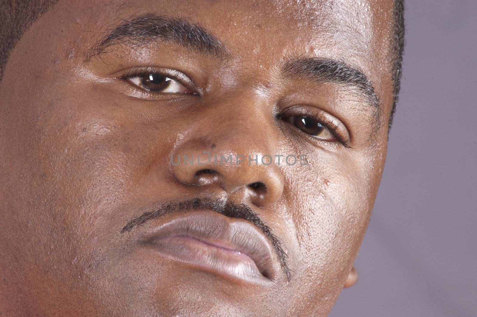 closeup of a handsome young african american man