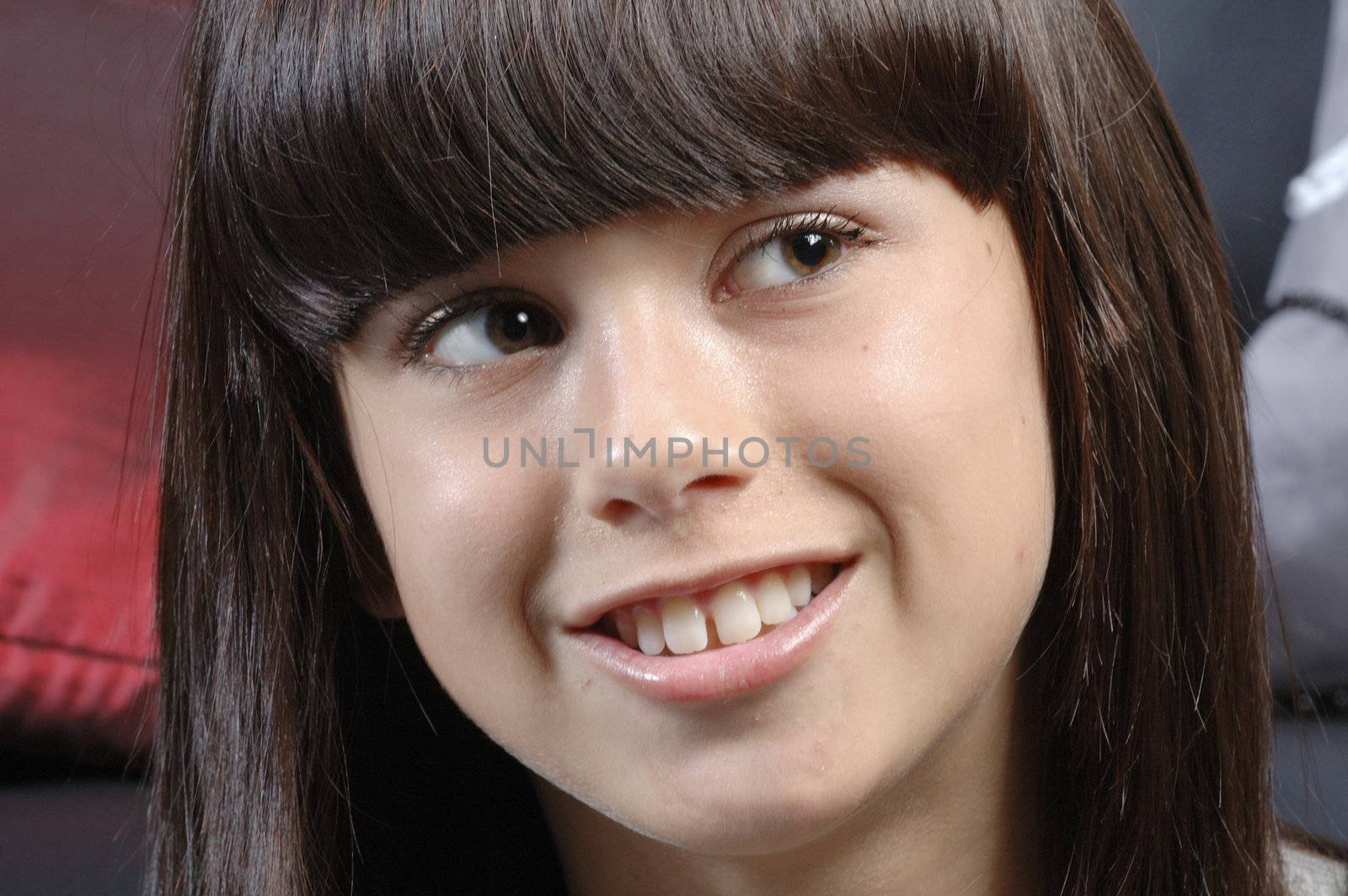 closeup of cute caucasian girl