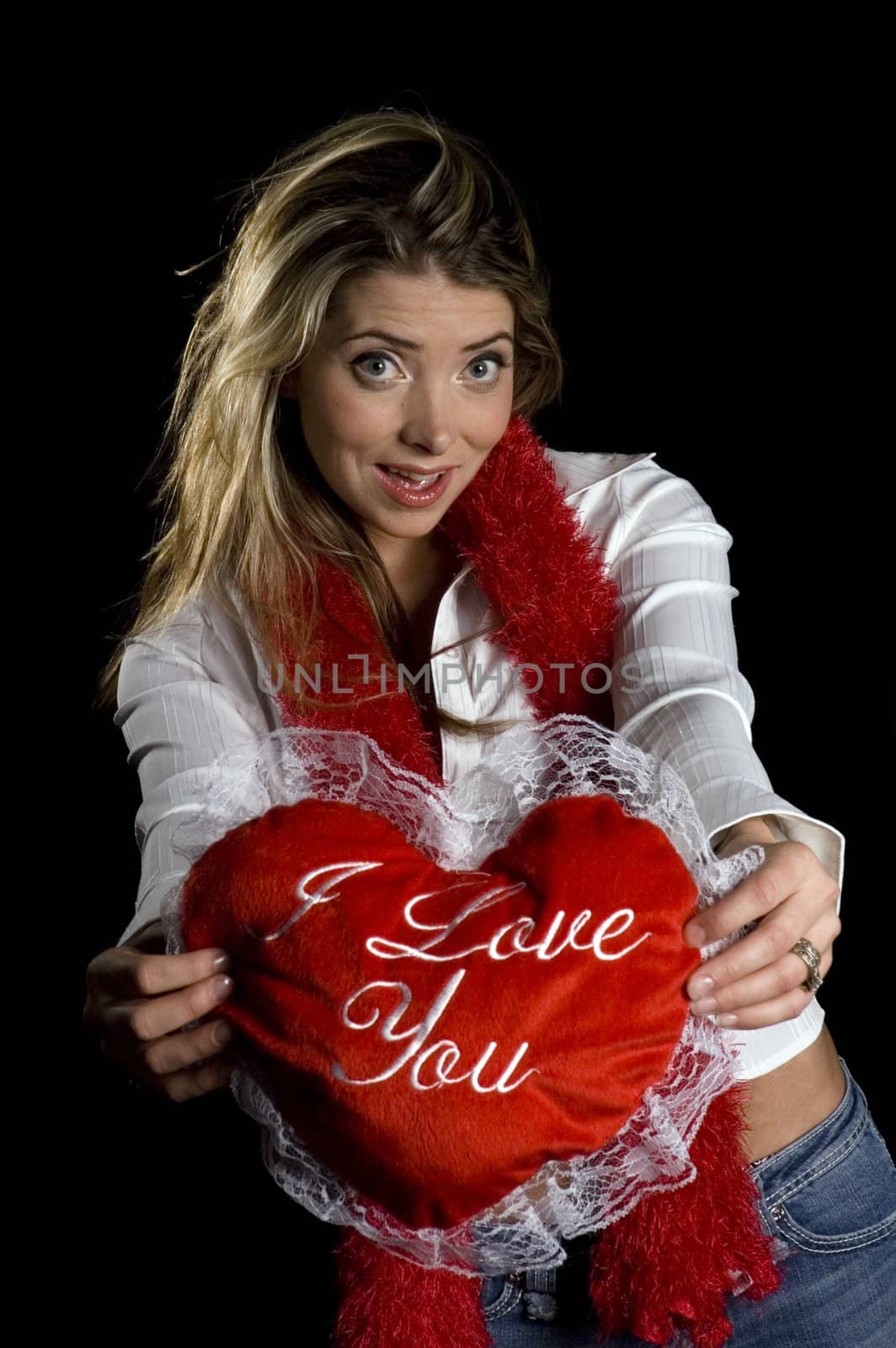 Beautiful woman with a valentine message