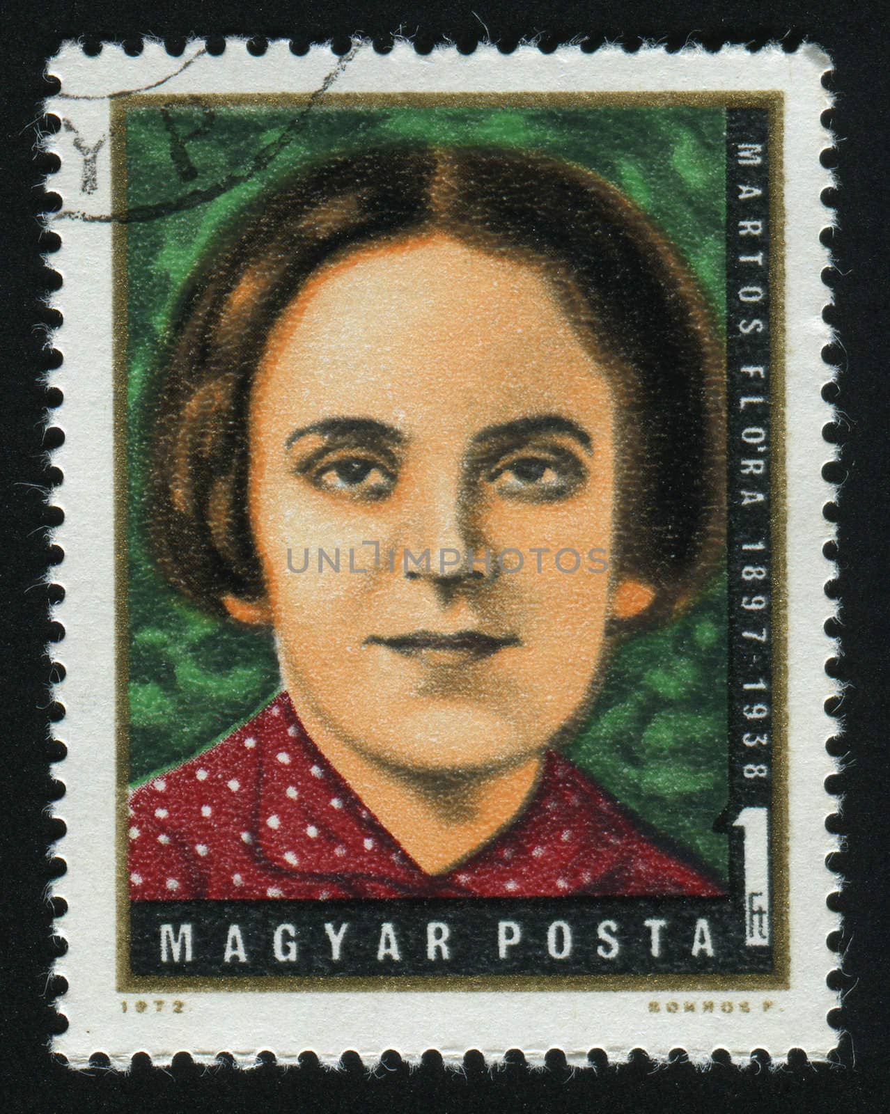 HUNGARY - CIRCA 1972: Flora Martos (1897-1938), Hungarian Labor Party leader, circa 1972.