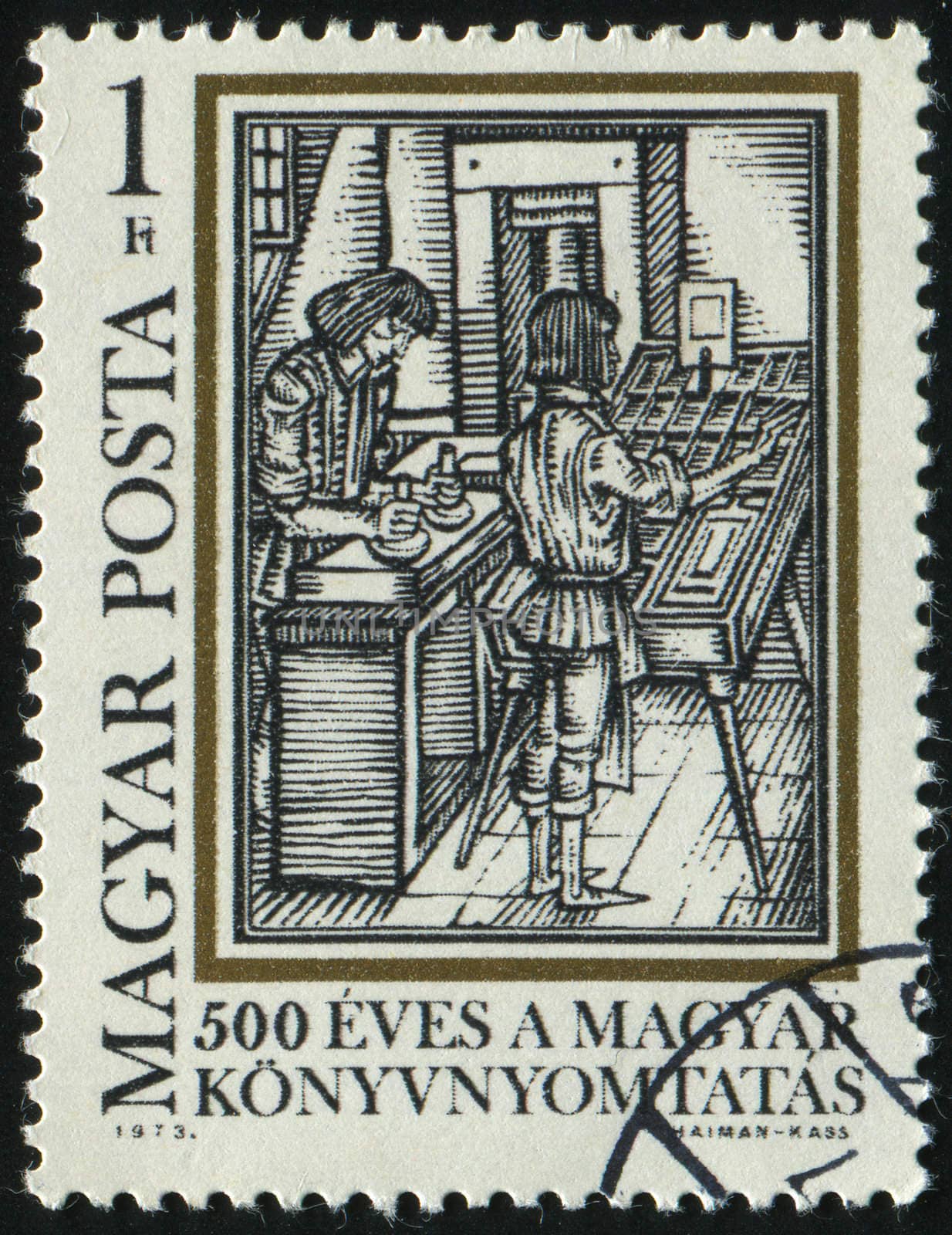 HUNGARY - CIRCA 1973: Typesetting from "Orbis picturs", by Comenius, circa 1973.