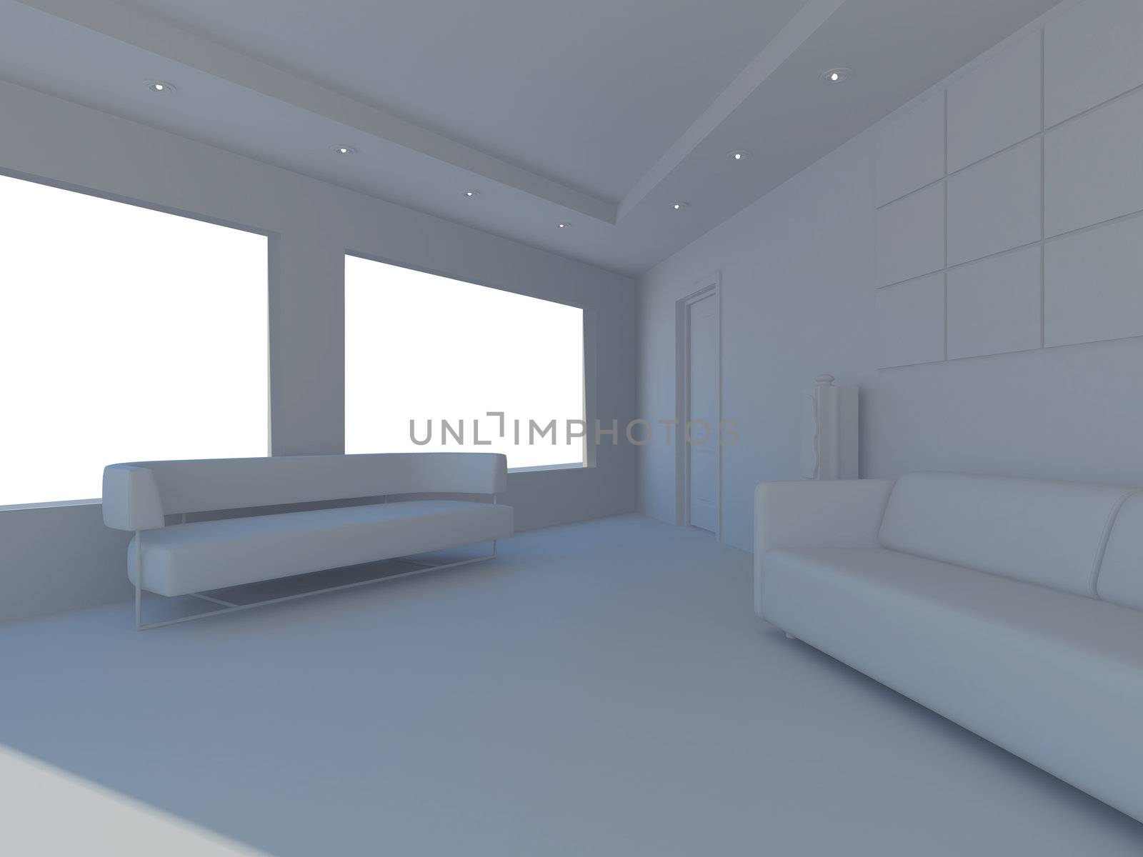 High resolution image interior. 3d illustration modern interior.