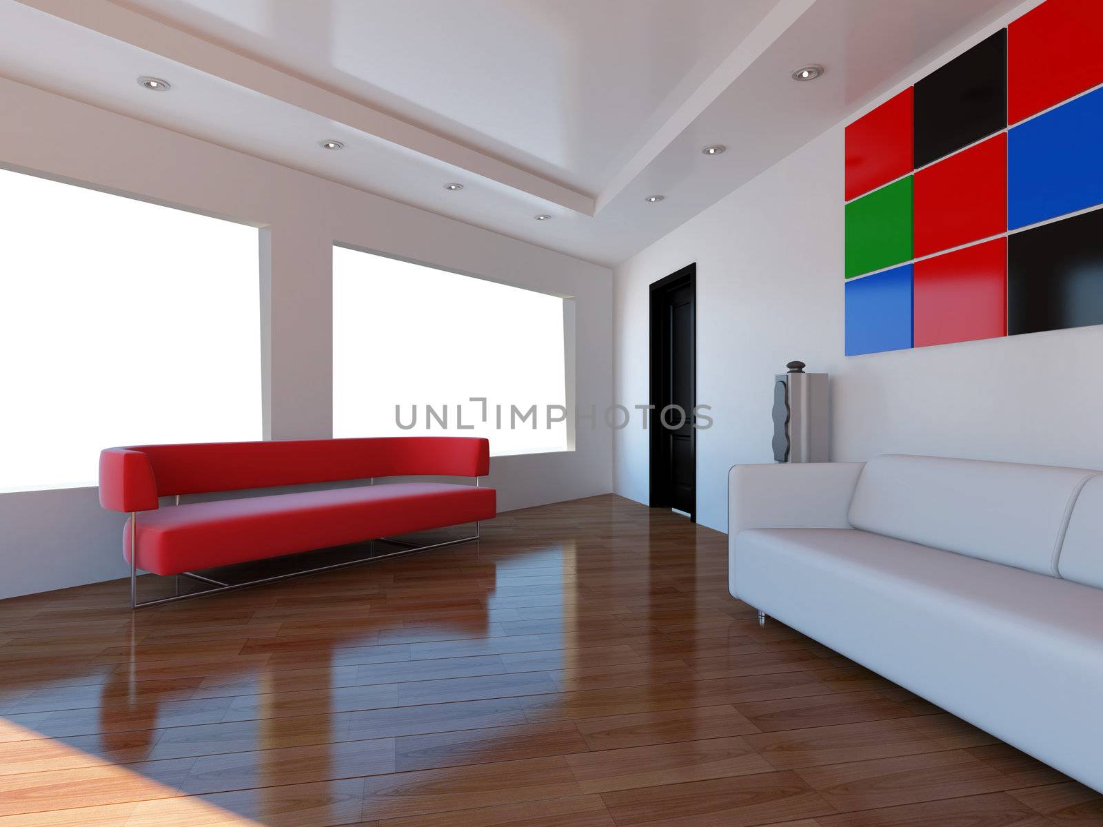 High resolution image interior. 3d illustration modern interior.