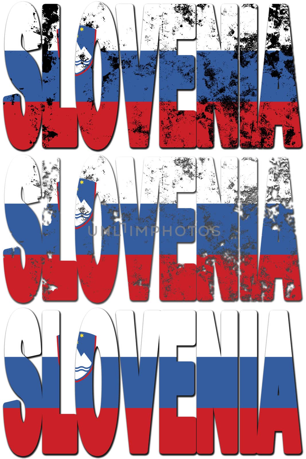 some very old grunge flag of slovenia made of name of country