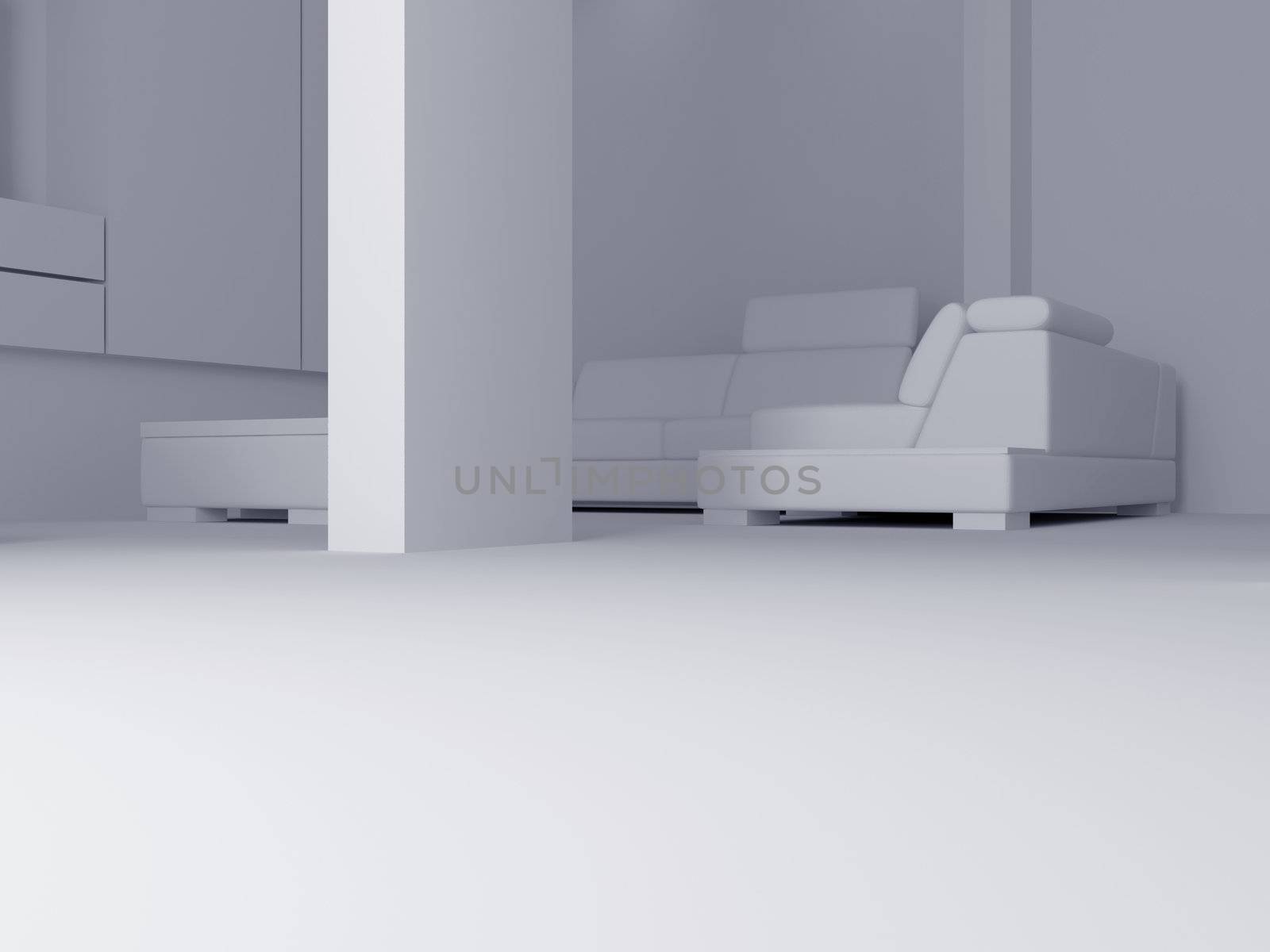 High resolution image interior. 3d illustration modern interior. Living room.