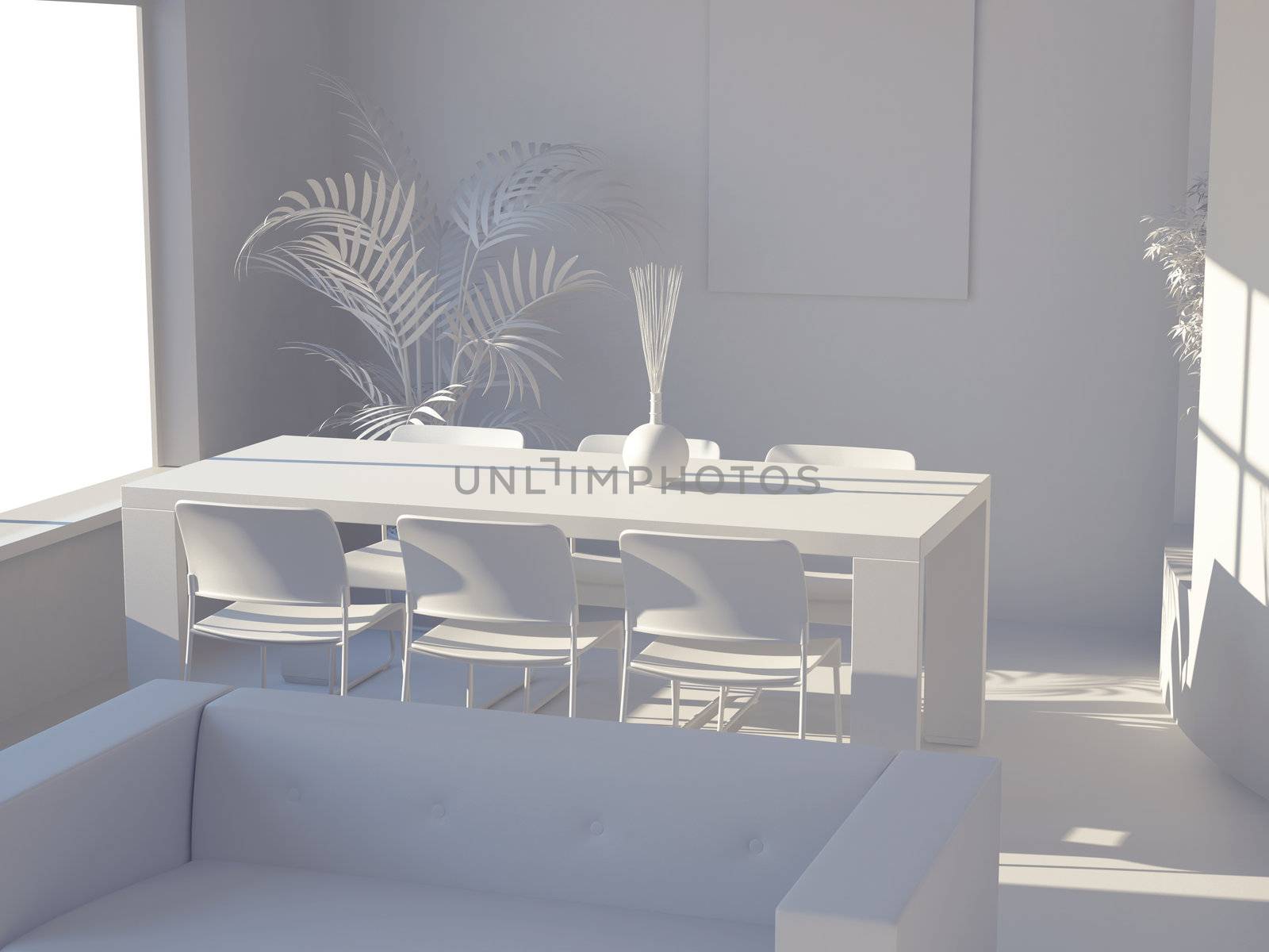 High resolution image interior. 3d illustration modern interior.