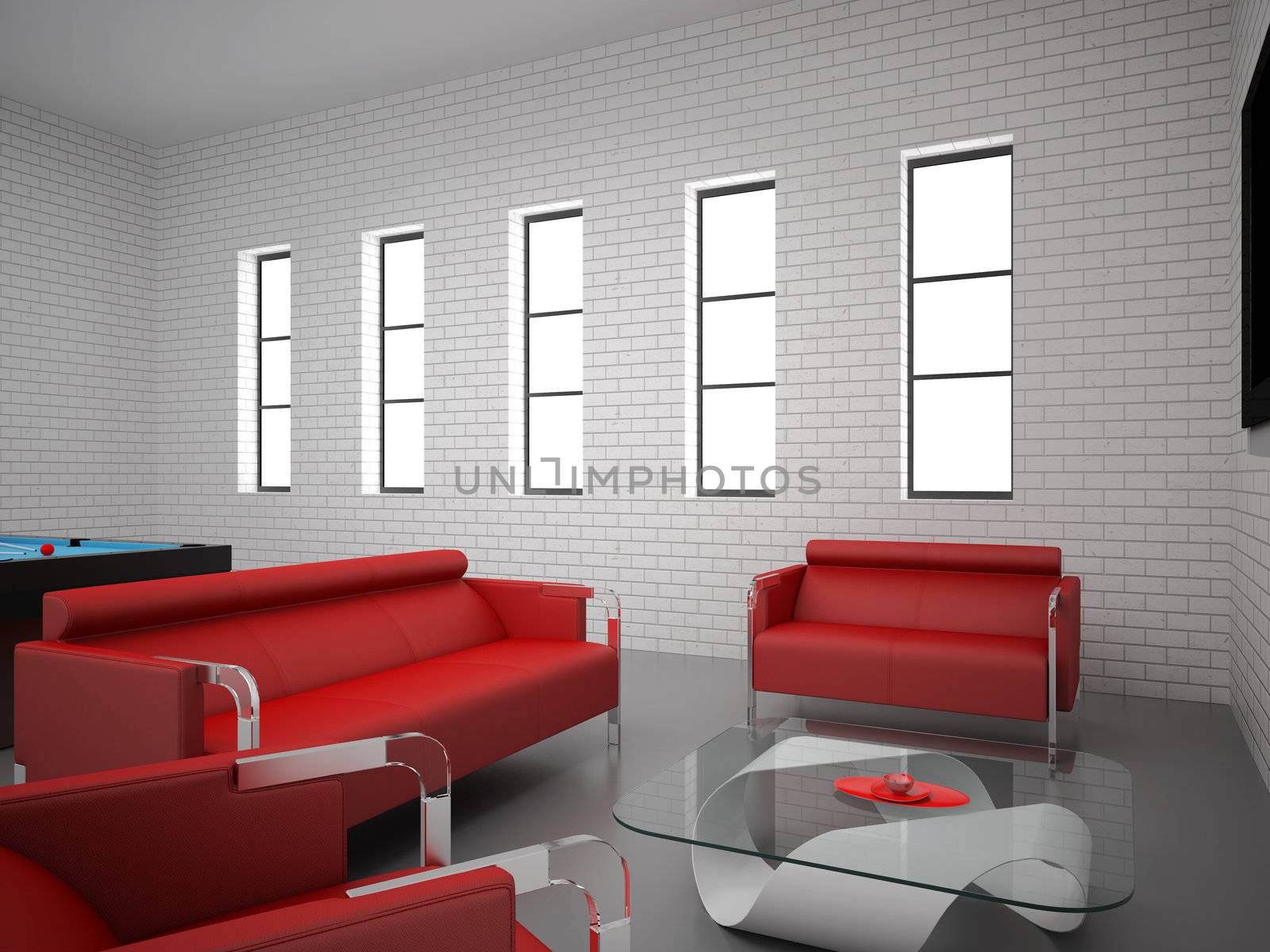 High resolution image interior. 3d illustration modern interior.