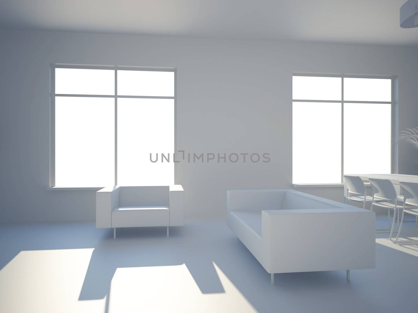 High resolution image interior. 3d illustration modern interior.