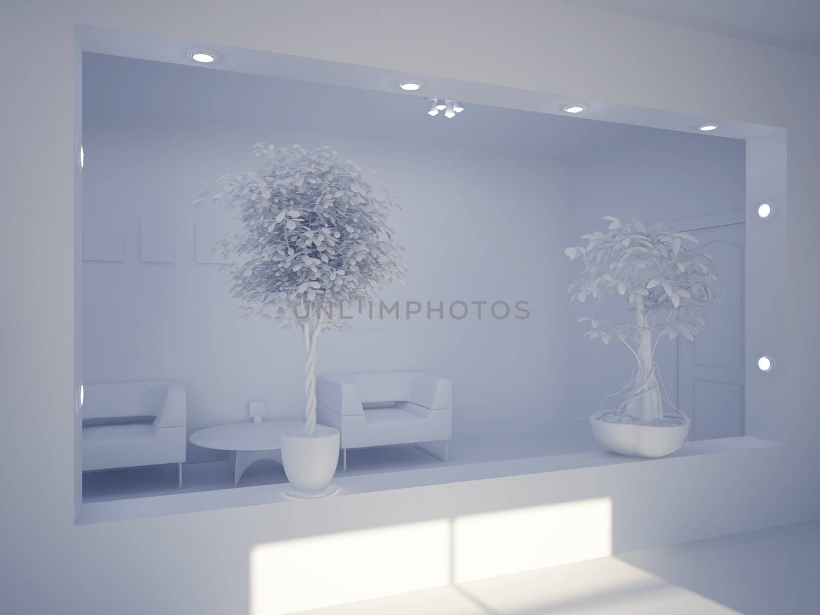 High resolution image interior. 3d illustration modern interior.