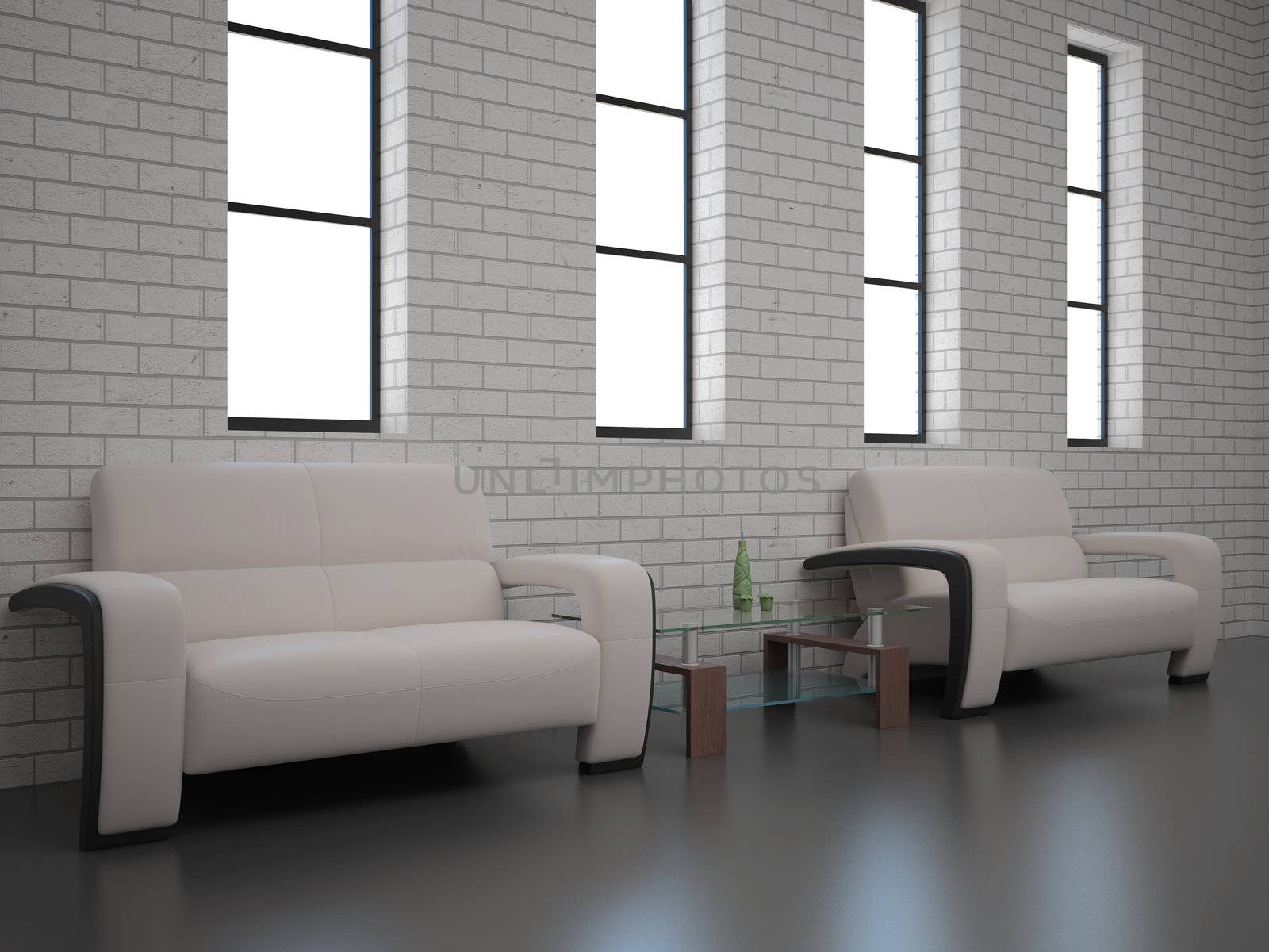 High resolution image interior. 3d illustration modern interior. Living room.