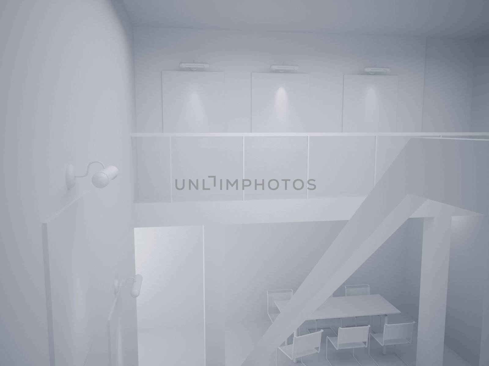 High resolution image interior. 3d illustration modern interior. Living room.