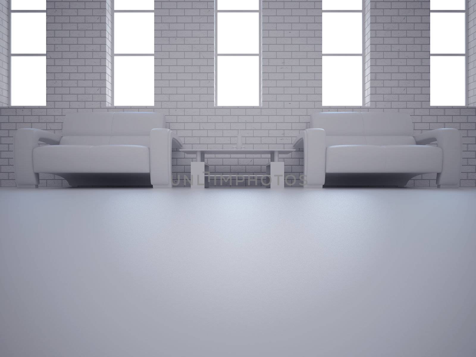 High resolution image interior. 3d illustration modern interior. Living room.
