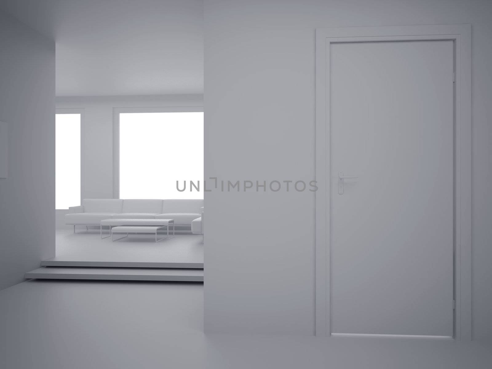 High resolution image interior. 3d illustration modern interior. Living room.