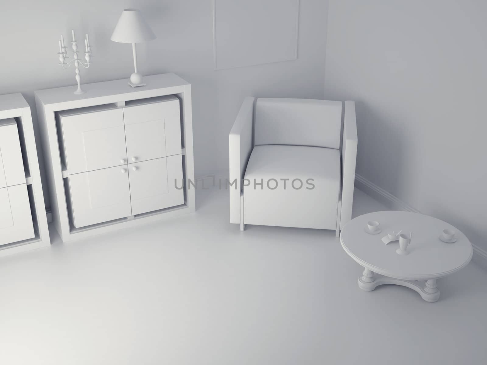 High resolution image interior. 3d illustration modern interior. Living room.