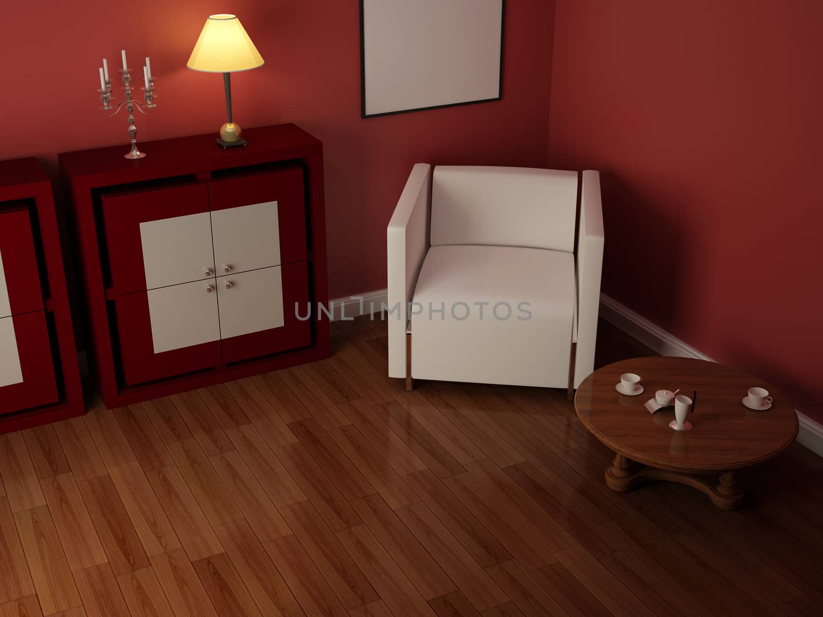 High resolution image interior. 3d illustration modern interior. Living room.