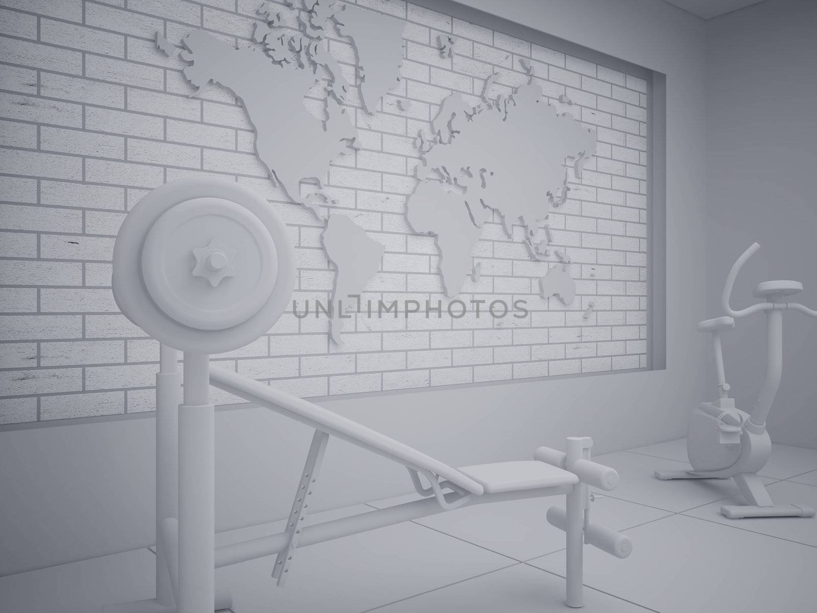 High resolution image interior. 3d illustration modern interior. Living room.