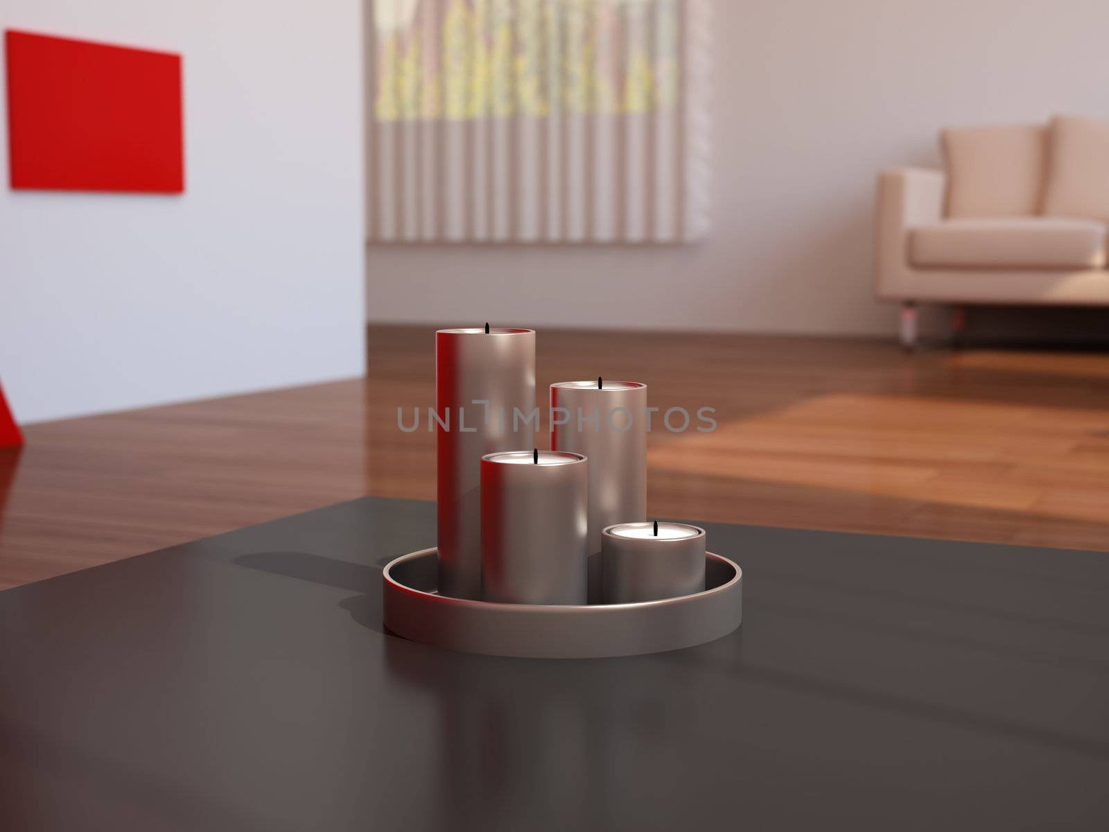 High resolution image interior. 3d illustration modern interior. Living room.