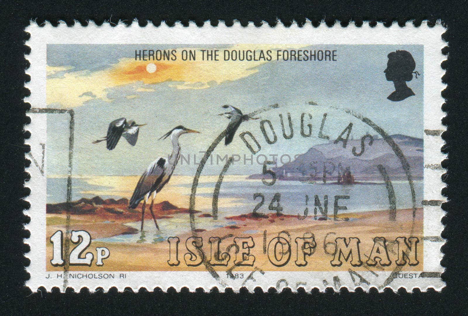 ISLE OF MAN - CIRCA 1983: Herons, Douglas Foreshore, circa 1983.