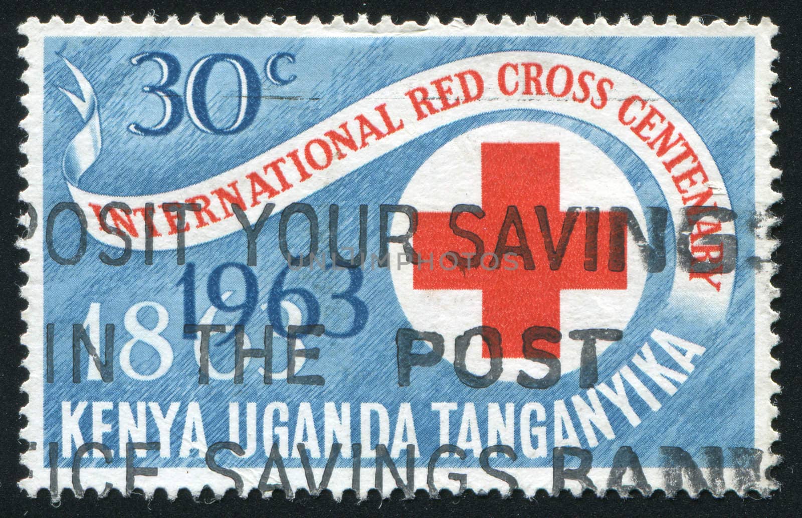 KENYA - CIRCA 1963: International emblem Red Cross, circa 1963.