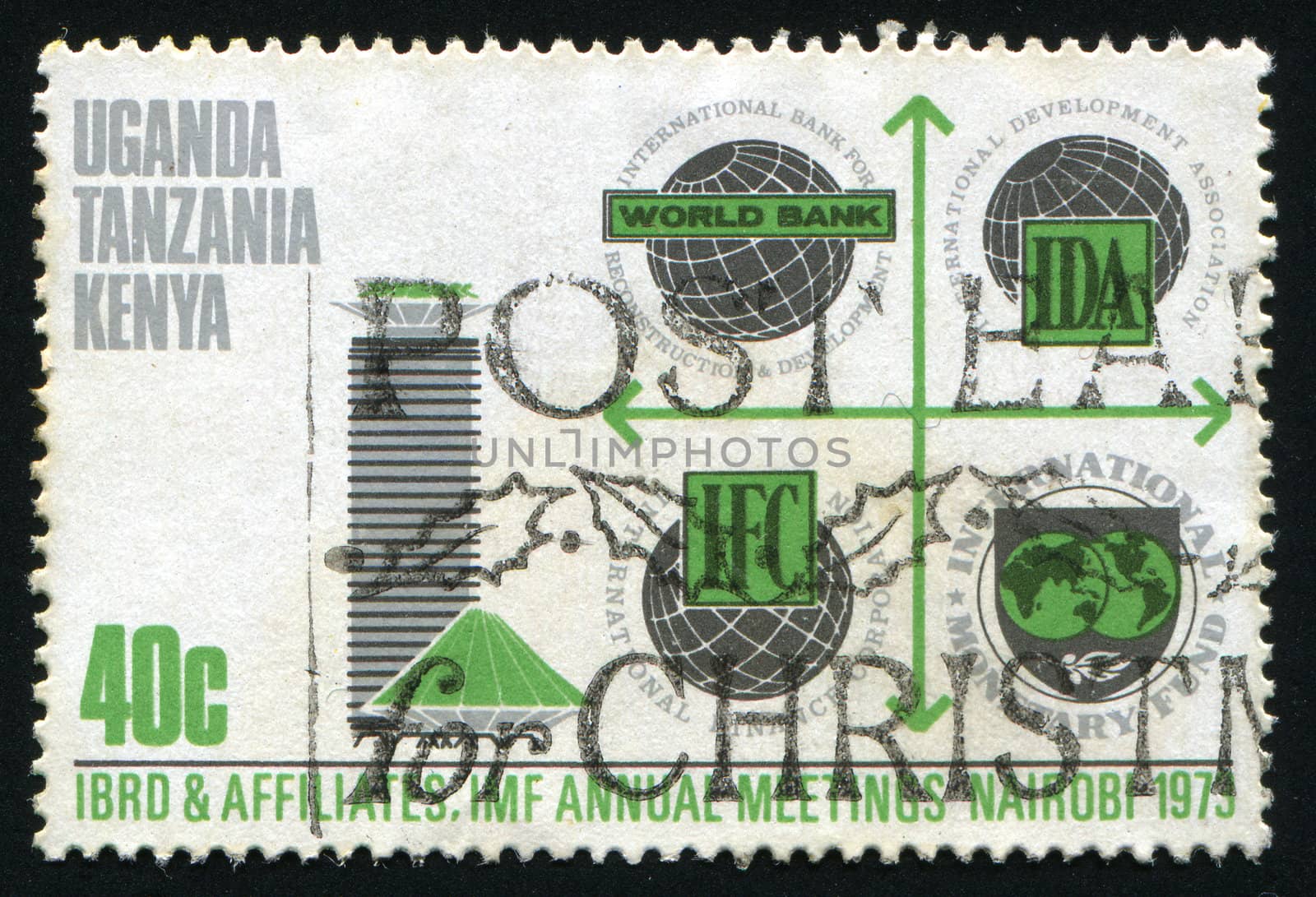 KENYA - CIRCA 1973: International Bank for Reconstruction and Development and Affiliates Emblems, circa 1973.