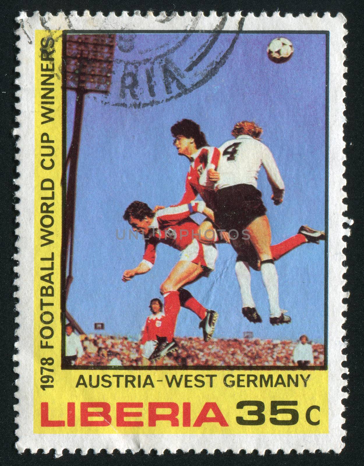 LIBERIA - CIRCA 1978: Soccer Games: Poland and Italy, circa 1978.