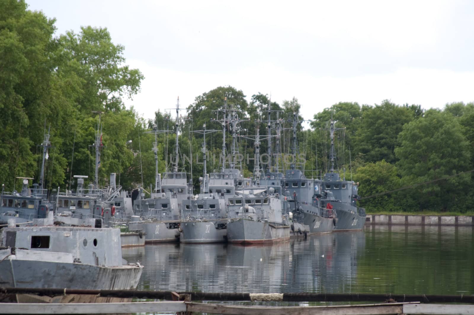 High resolution image. The military ships on parking in harbour.