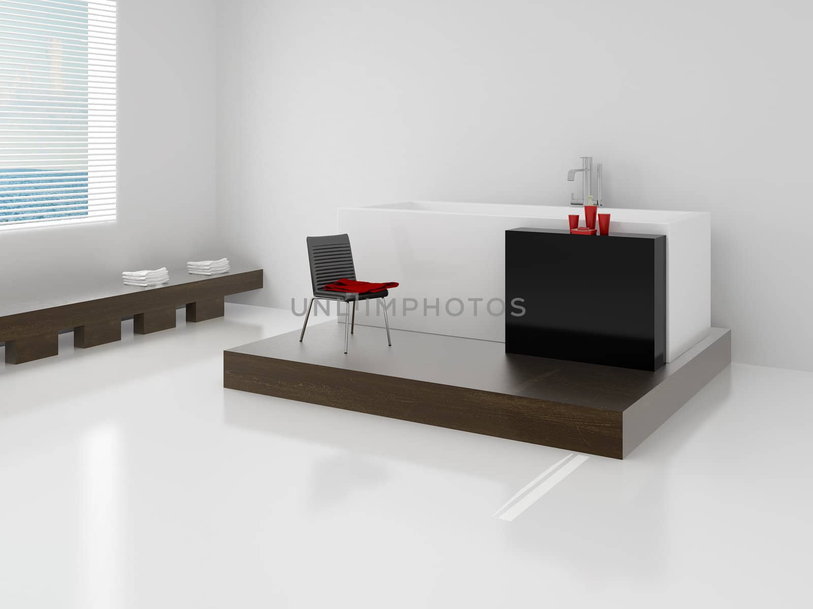 Designer bathroom. High resolution image interior. A bathroom in modern style. 3d illustration.