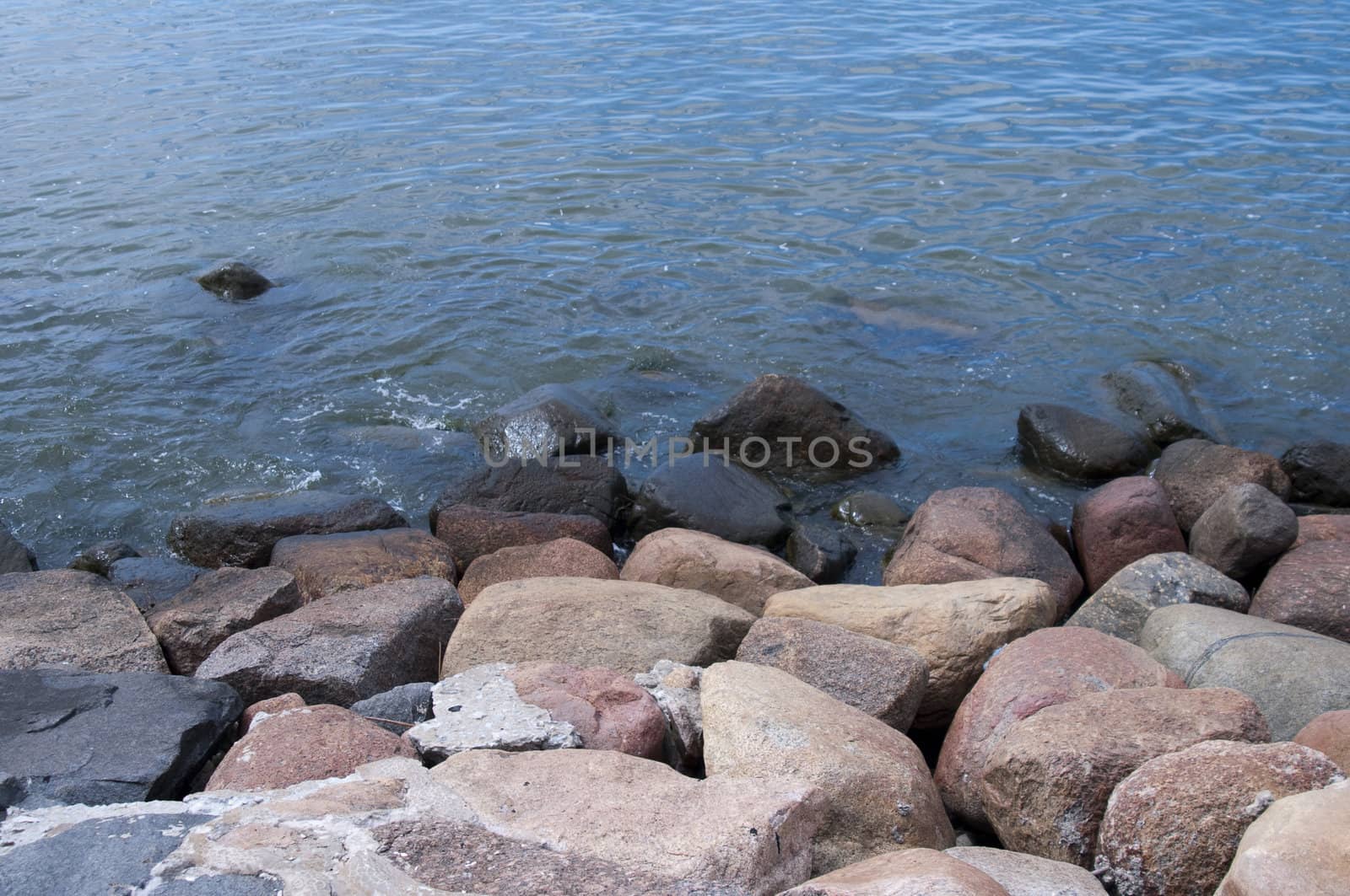 High resolution image. Wave absorber. Coast of Baltic sea.