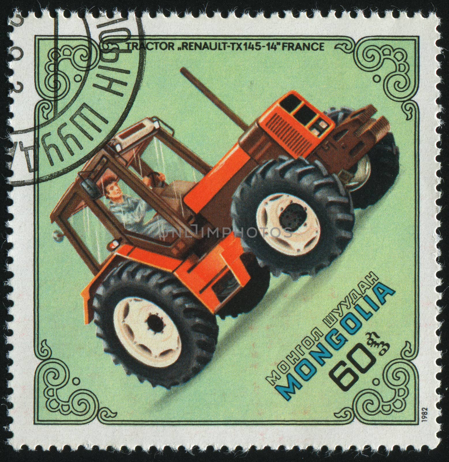 MONGOLIA - CIRCA 1982: Old tractor. Renault TX-145-14, France, circa 1982.