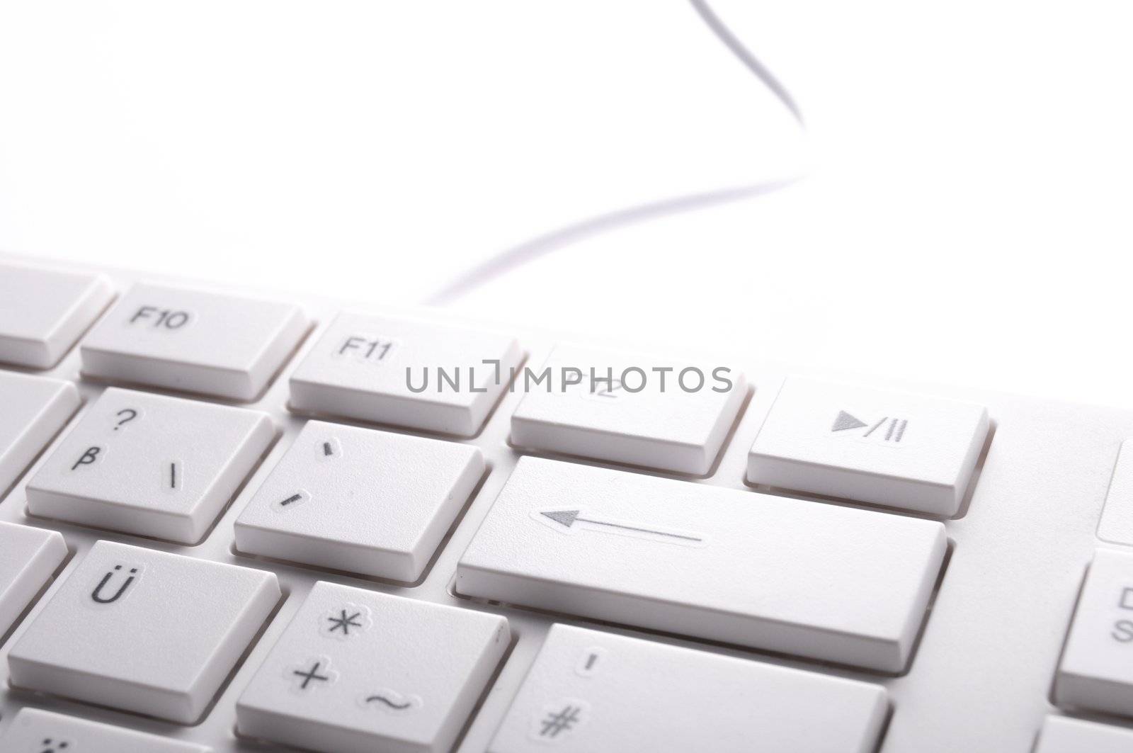 computer keyboard in white showing modern office work concept