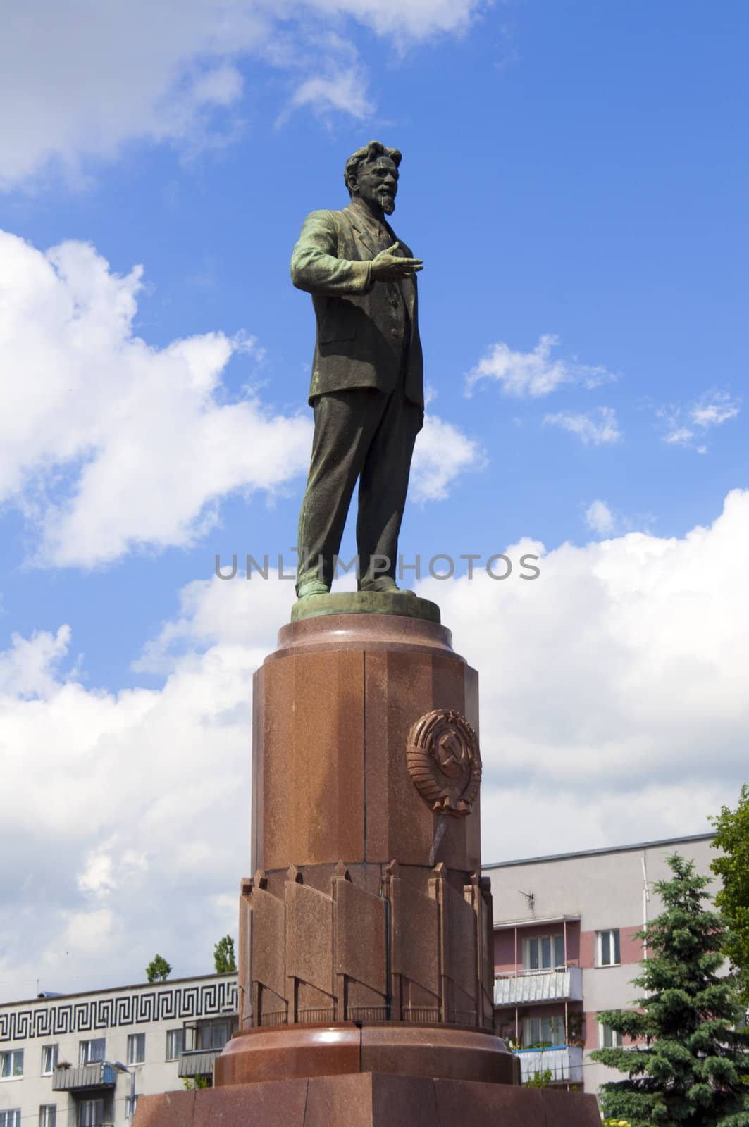 Monument to Kalinin on quay of a city of Kaliningrad.