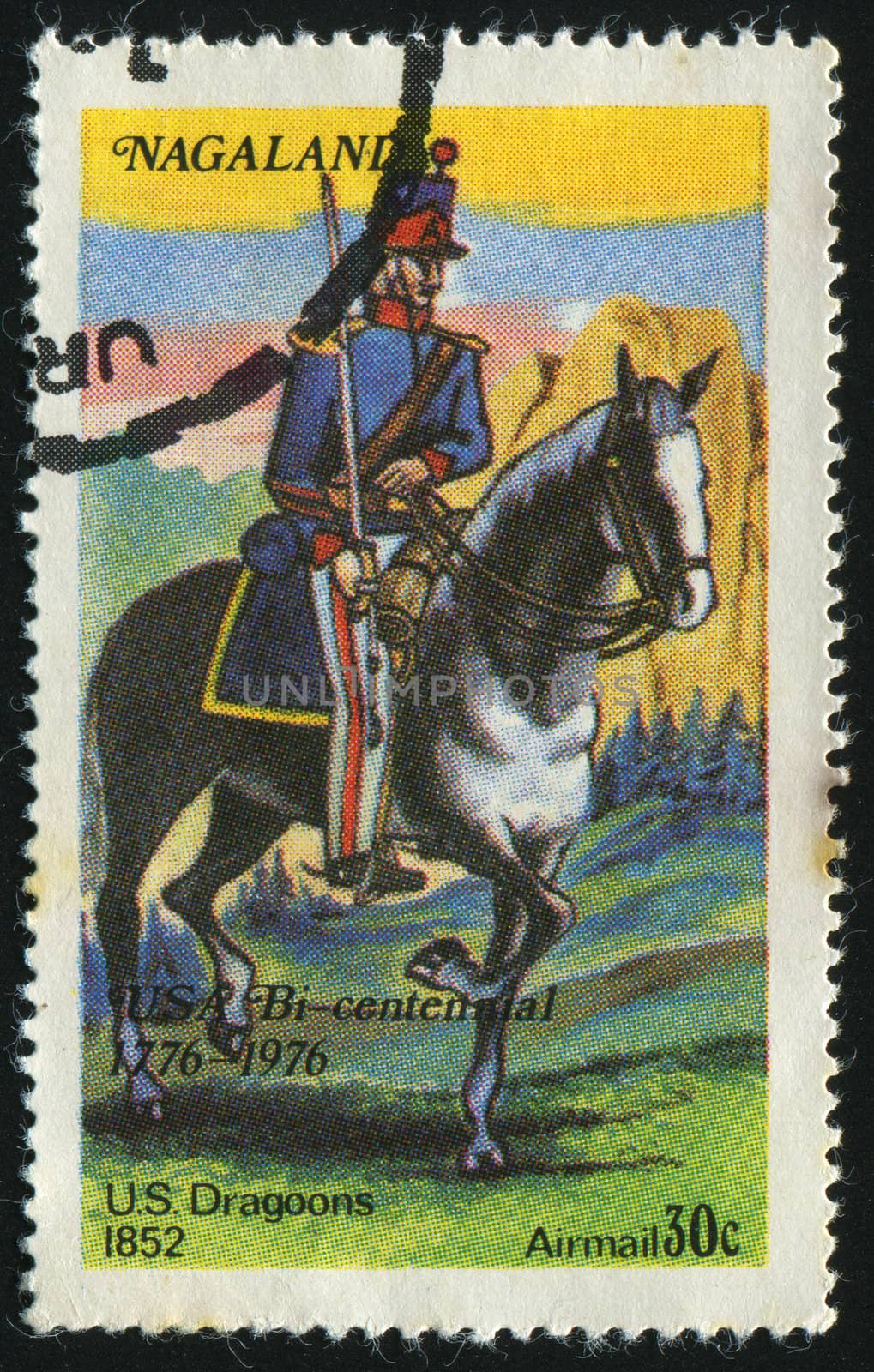 NAGALAND - CIRCA 1976: The dragoon on a horse, circa 1976.