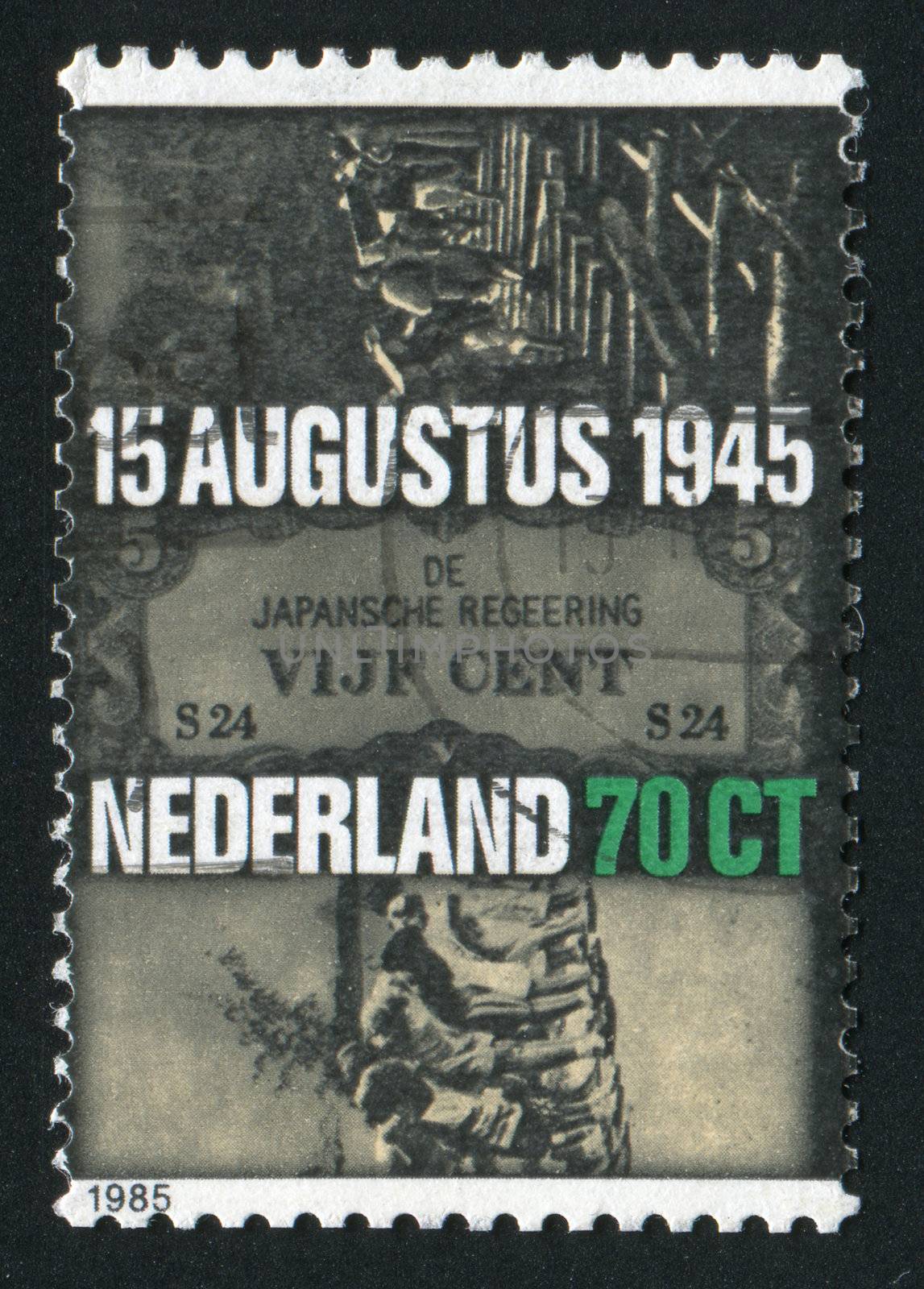 NETHERLANDS - CIRCA 1985: Dutch women in Japanese prison camp, Japnese occupation currency, building of the Burma Railway, circa 1985.